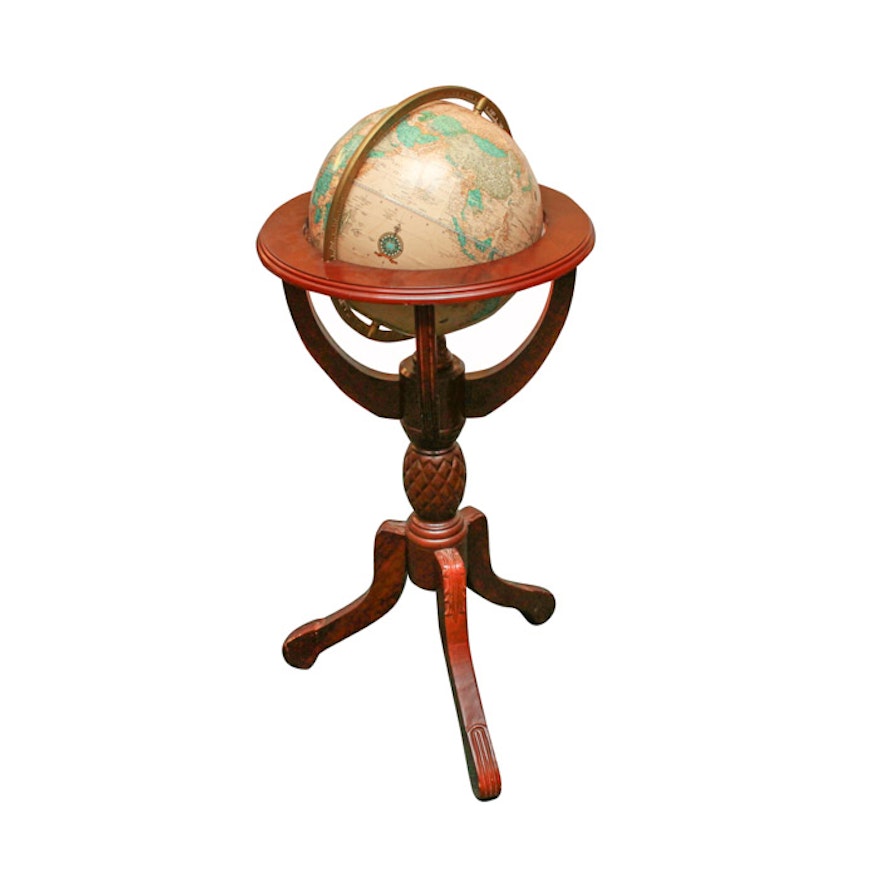 Globe with Cherry Tone Wood Pedestal