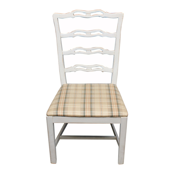 Vintage White Ladder-Back Side Chair