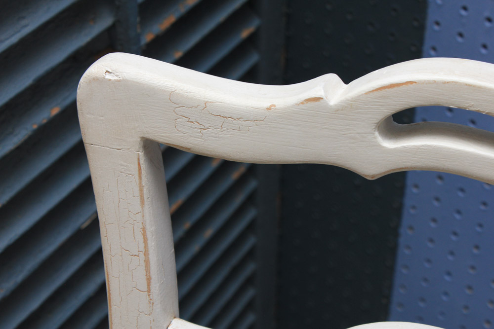 Vintage White Ladder-Back Side Chair