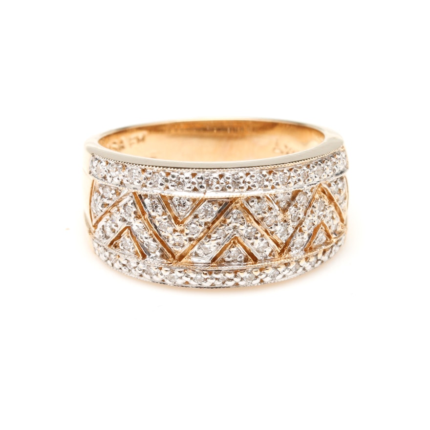 Bill Blass 14K Yellow Gold Diamond Ring