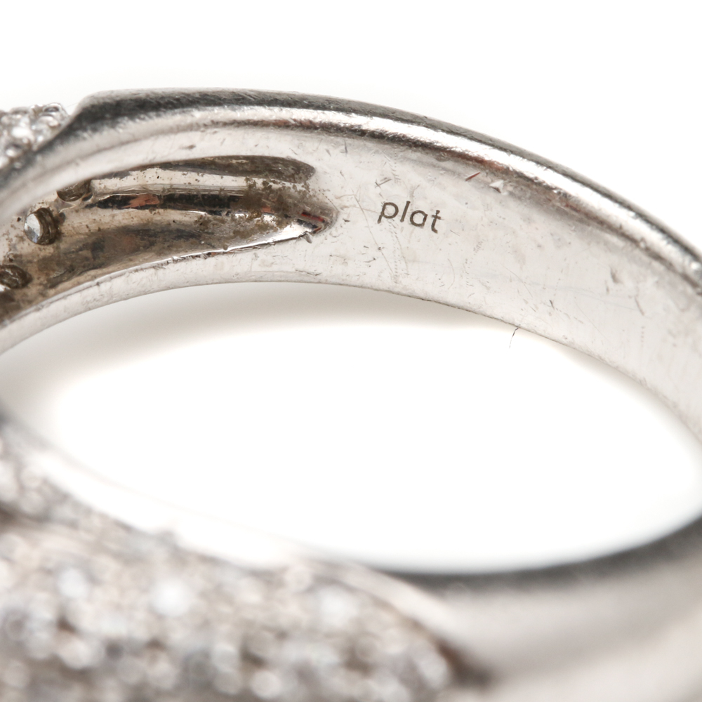 Platinum Garnet and Diamond Ring