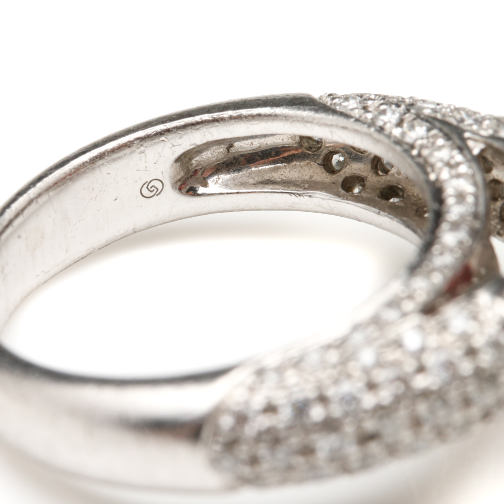 Platinum Garnet and Diamond Ring