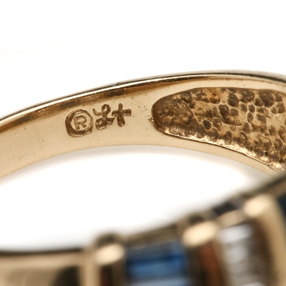 14K Yellow Gold Sapphire and Diamond Ring