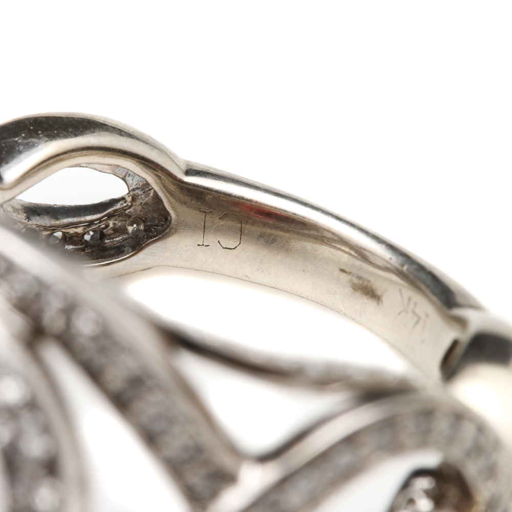 14K White Gold Garnet and 1.00 CTW Diamond Ring