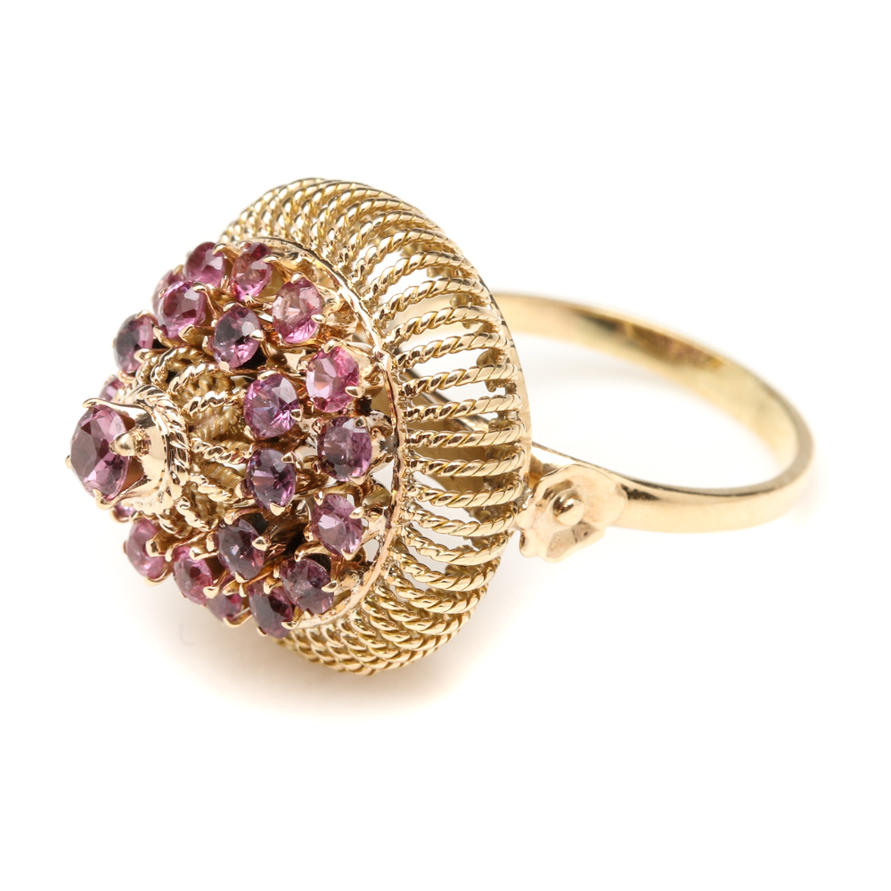 14K Yellow Gold Ruby Princess Harem Style Ring