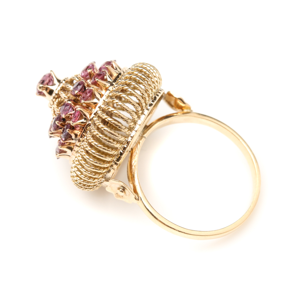 14K Yellow Gold Ruby Princess Harem Style Ring