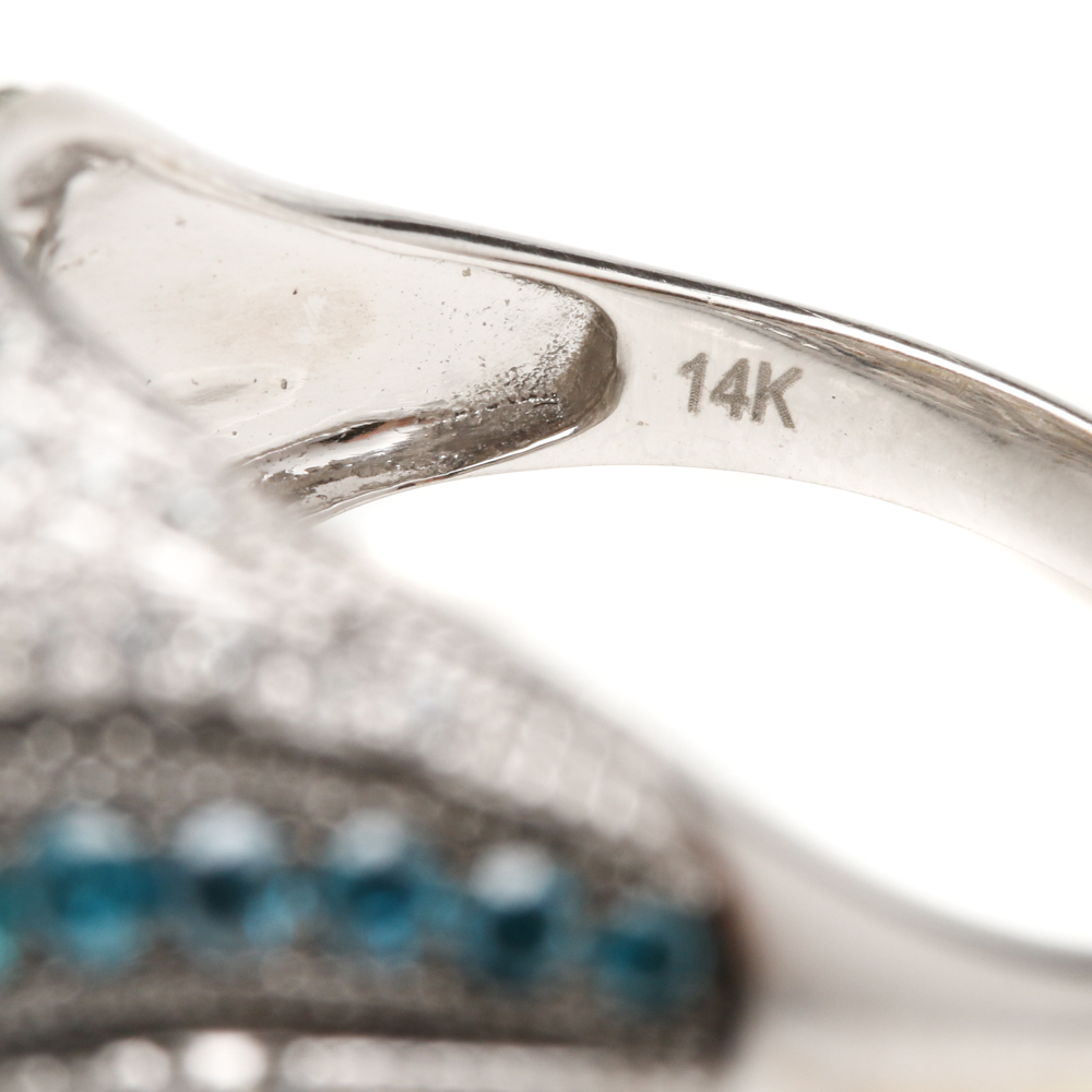 14K White Gold 1.07 CTW Multi-Color Diamond Ring