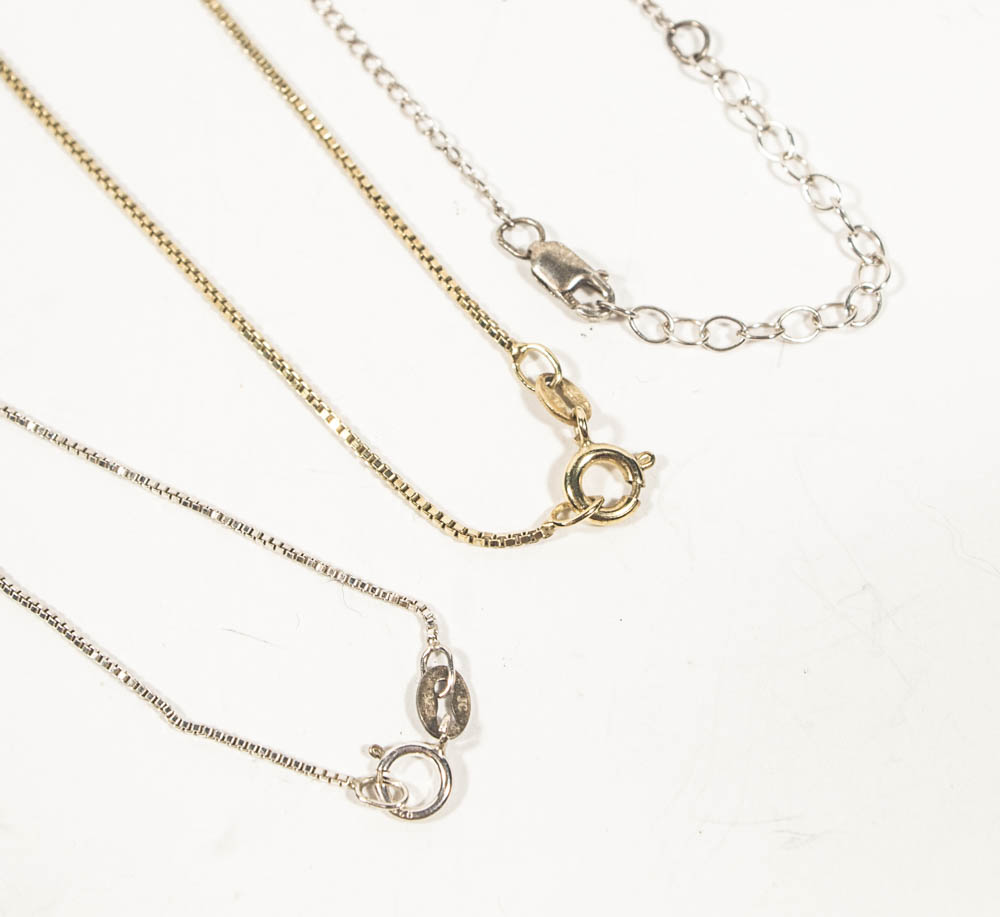 Sterling Silver Necklace Chains, Bracelet, Earrings, and Ring