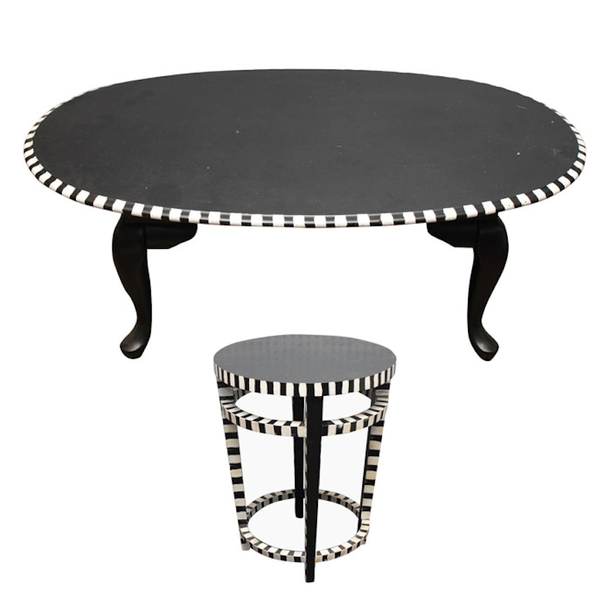 Black and White Painted Coffee Table and Side Table