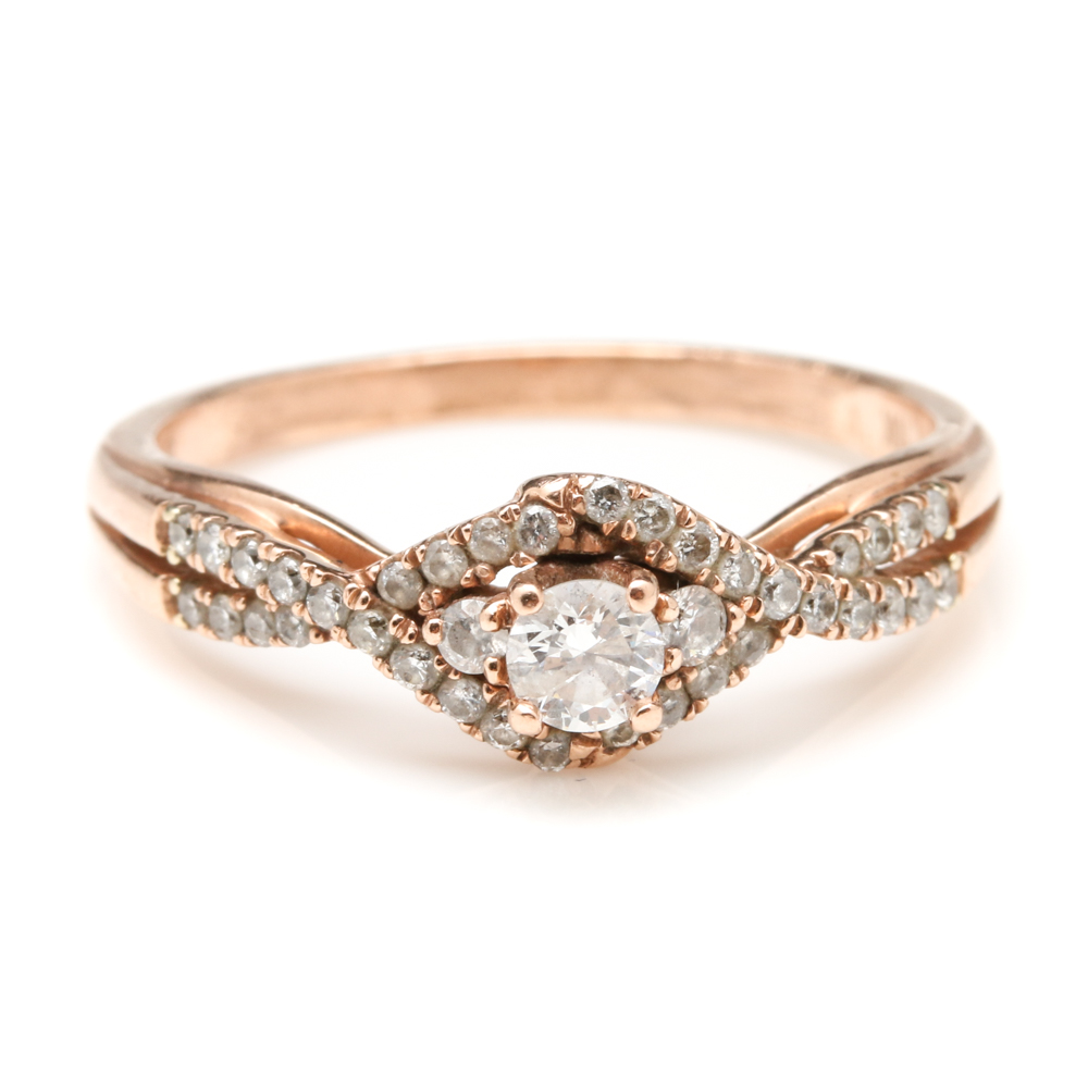 10K Rose Gold Diamond Ring