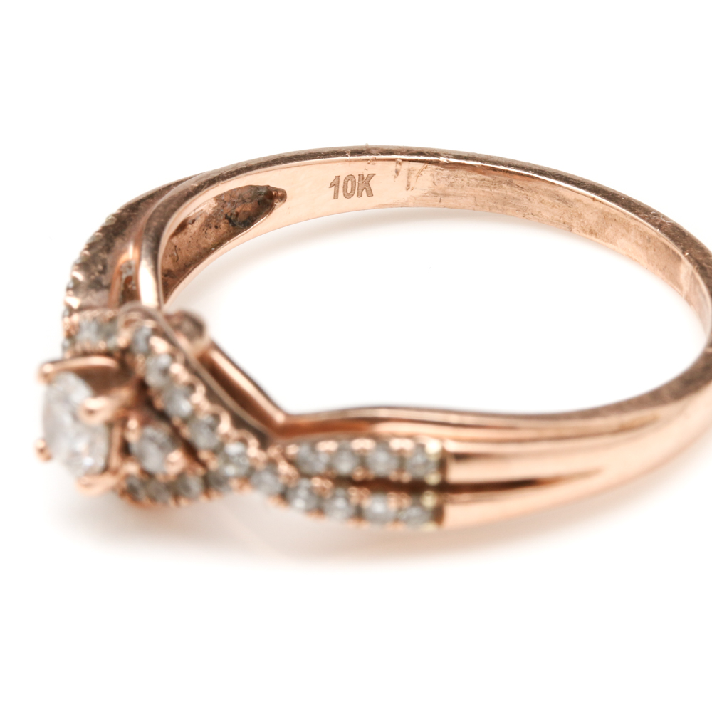 10K Rose Gold Diamond Ring