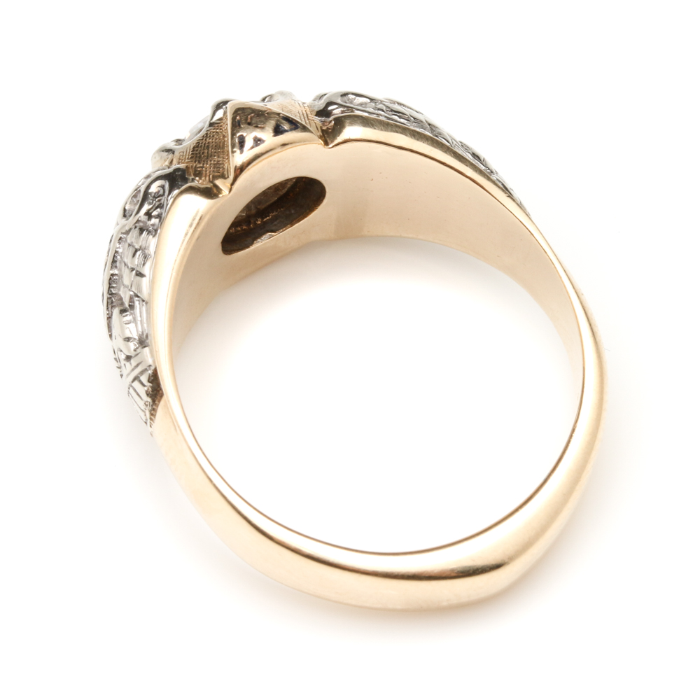 14K Yellow Gold 0.75 CT Diamond Scottish Rite 32nd Degree Ring