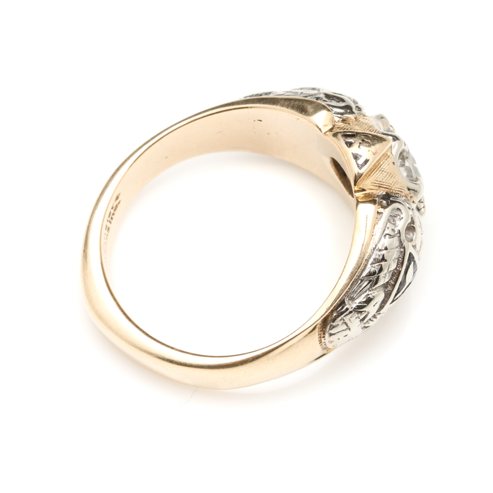 14K Yellow Gold 0.75 CT Diamond Scottish Rite 32nd Degree Ring