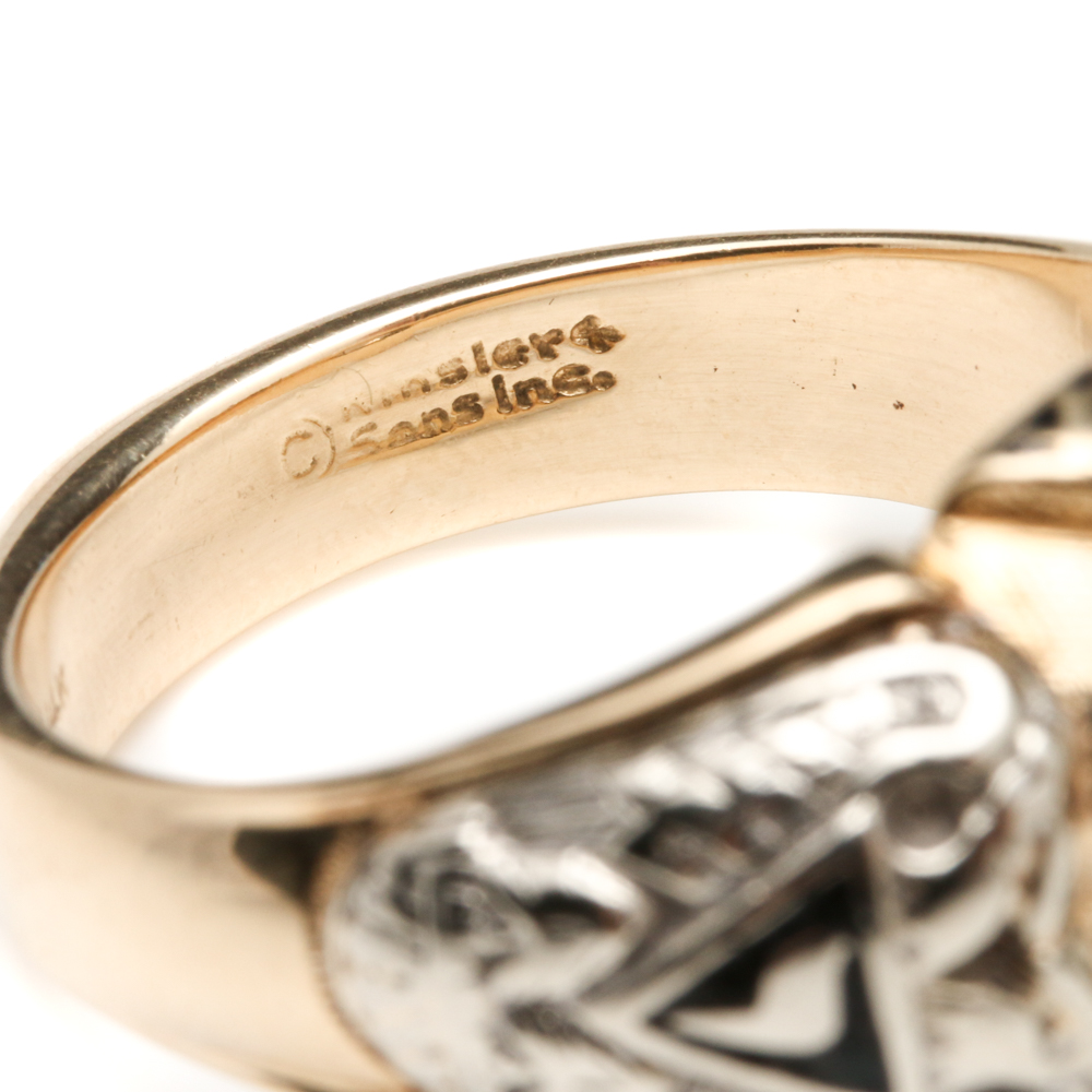 14K Yellow Gold 0.75 CT Diamond Scottish Rite 32nd Degree Ring