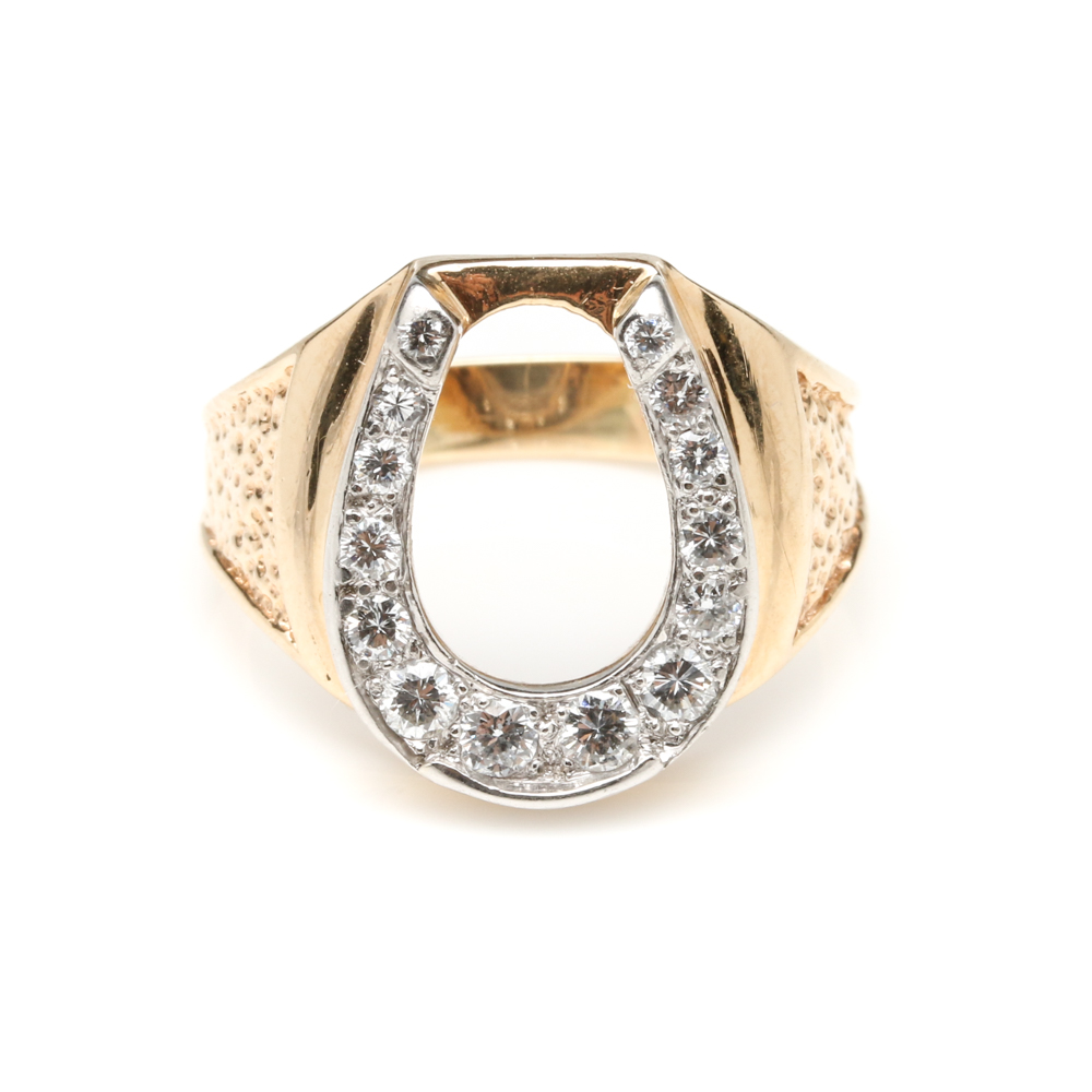 14K Yellow and White Diamond Ring