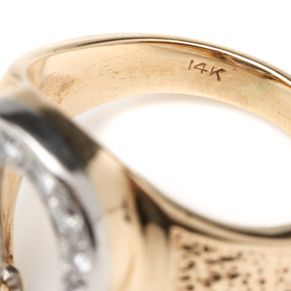 14K Yellow and White Diamond Ring