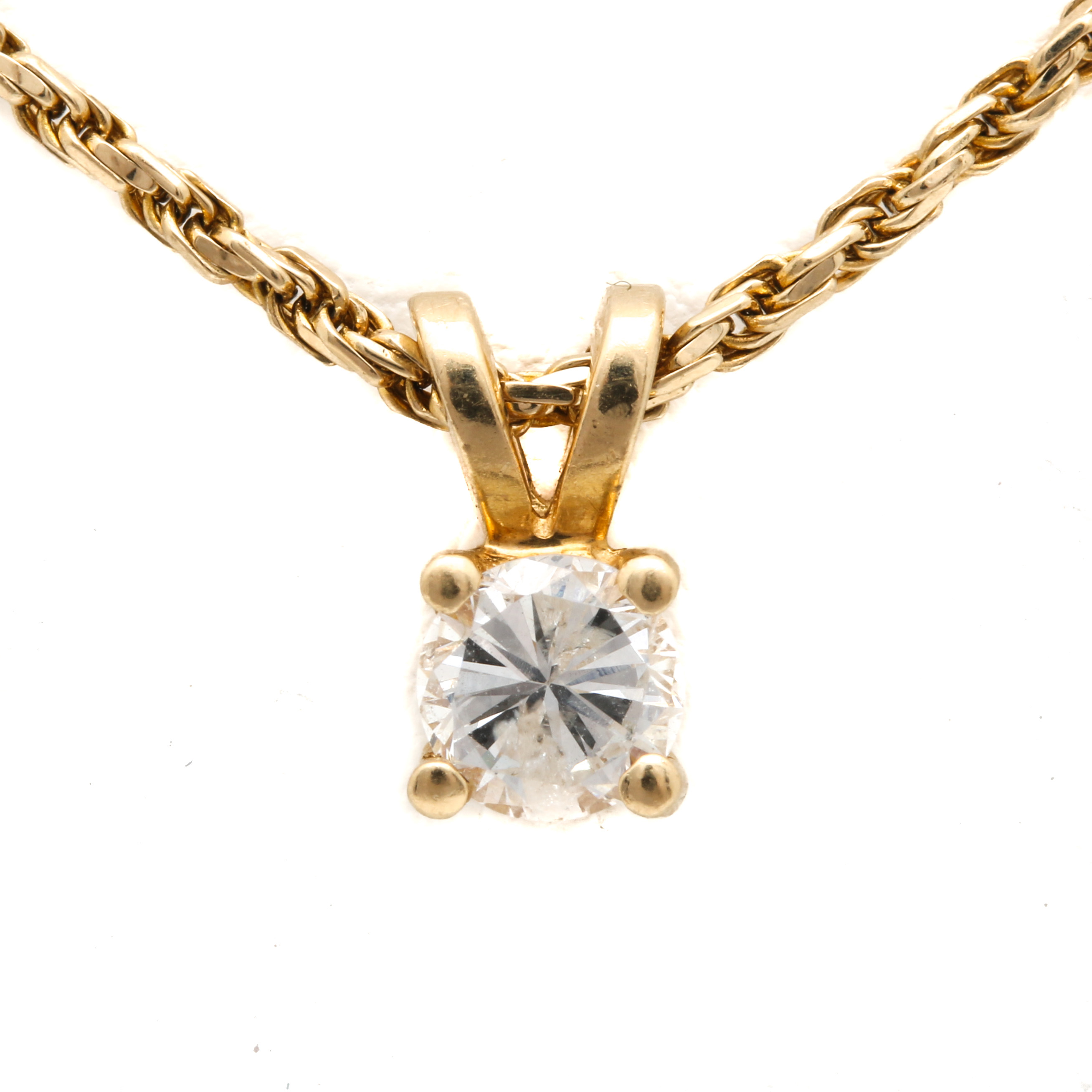 14K Yellow Gold Diamond Pendant Necklace
