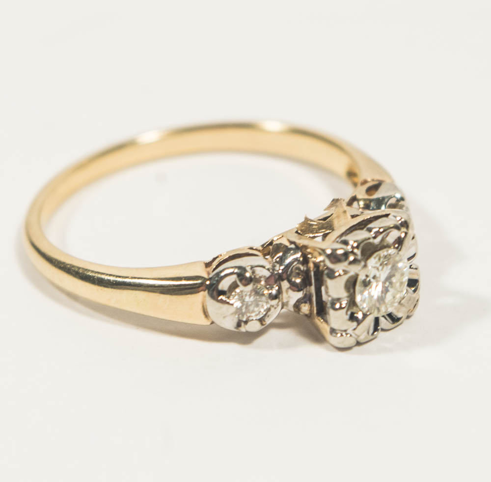 14K Yellow Gold & Diamond Bridal Set