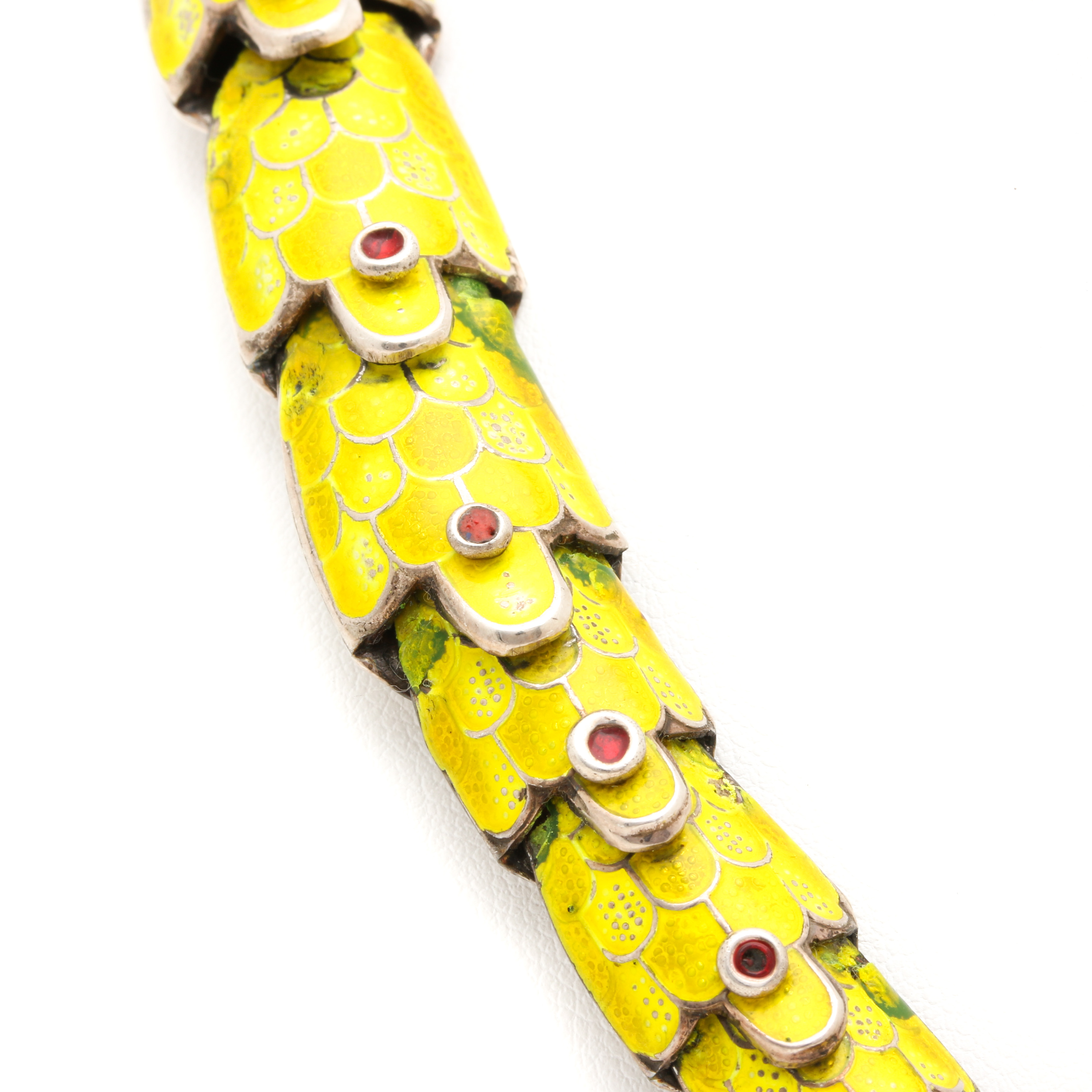 Sterling Silver Enamel Articulated Snake Necklace