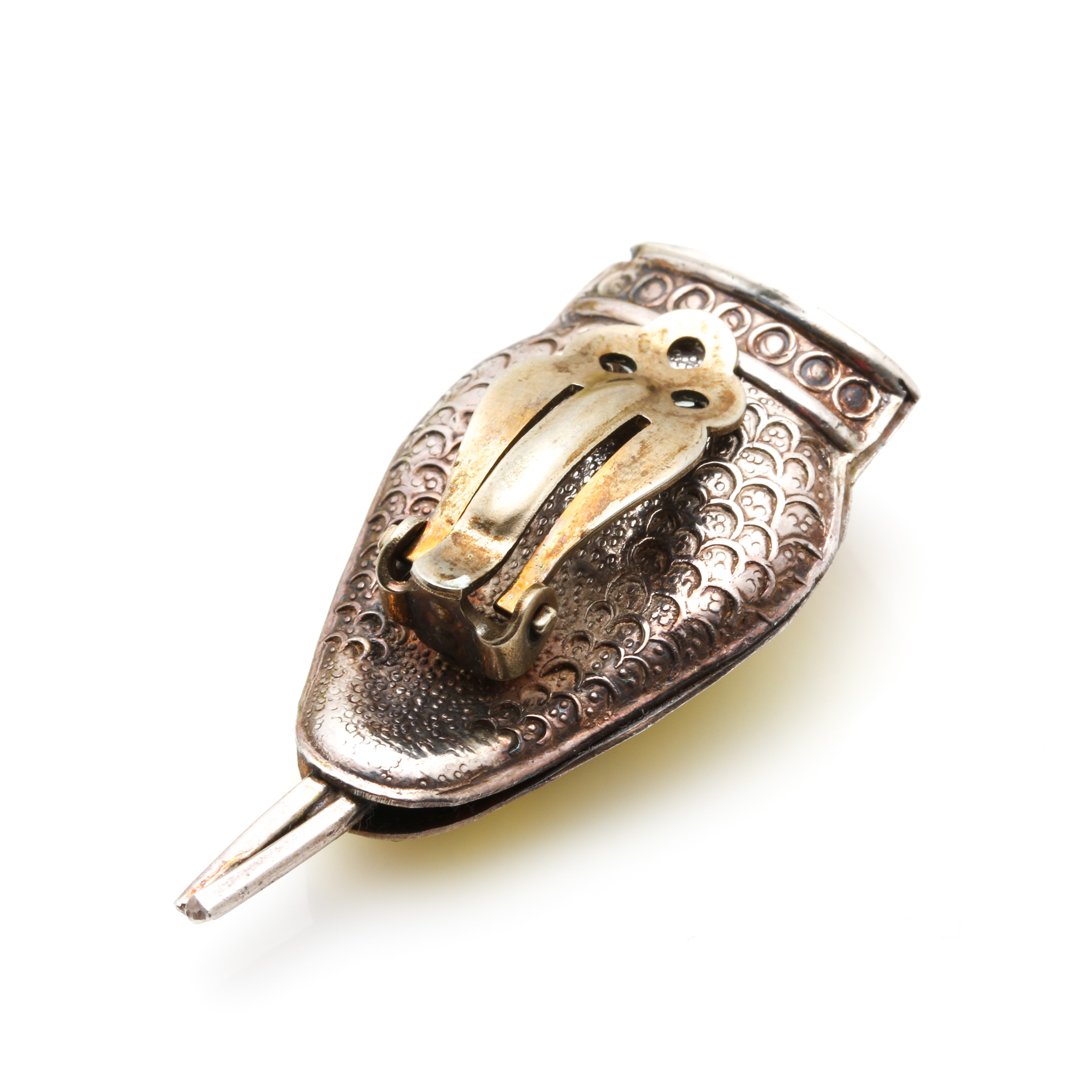 Sterling Silver Enamel Articulated Snake Bracelet and Clip On Earrings