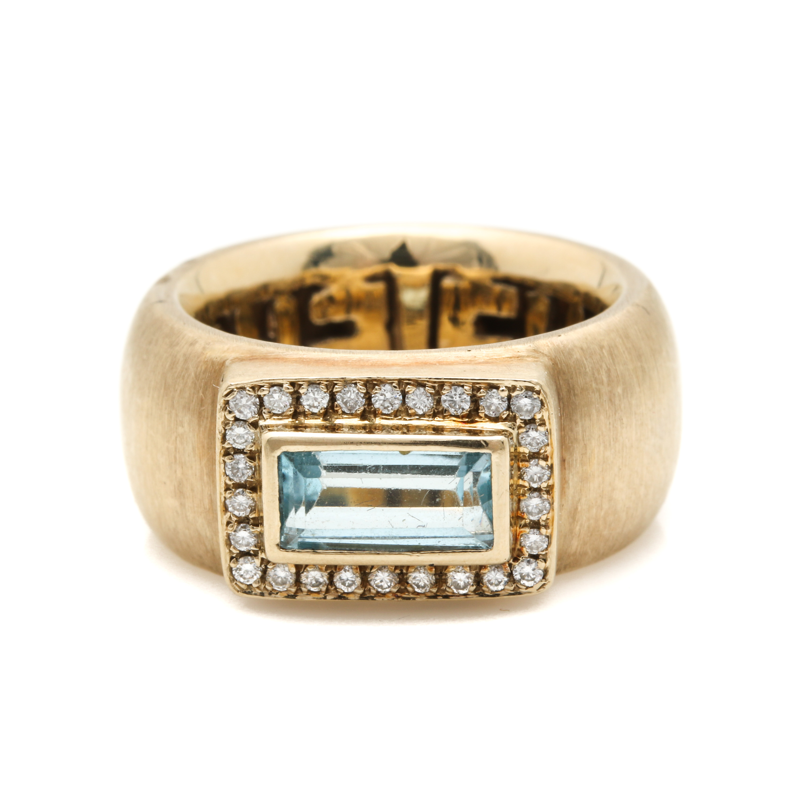 18K Yellow Gold Topaz and Diamond Ring