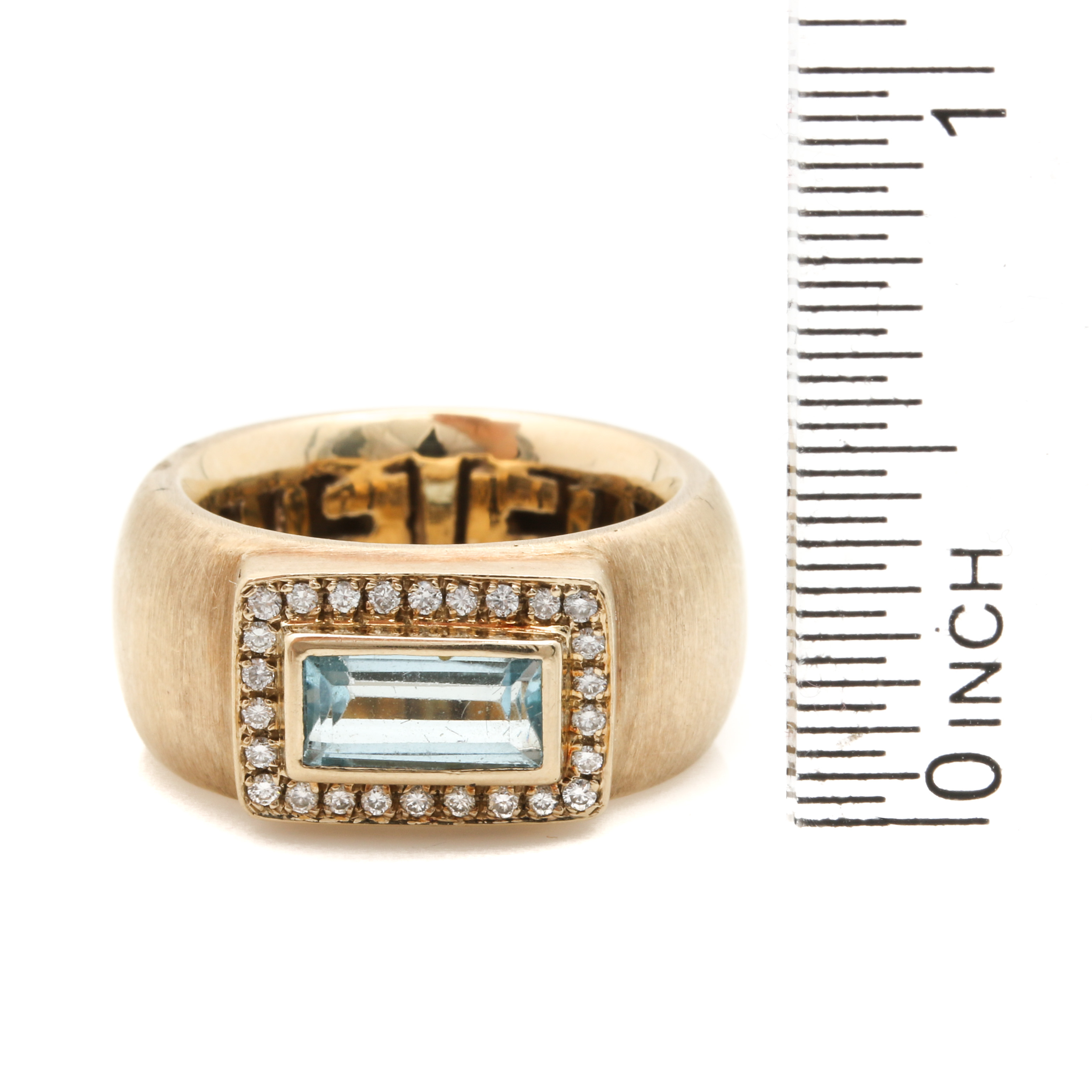 18K Yellow Gold Topaz and Diamond Ring