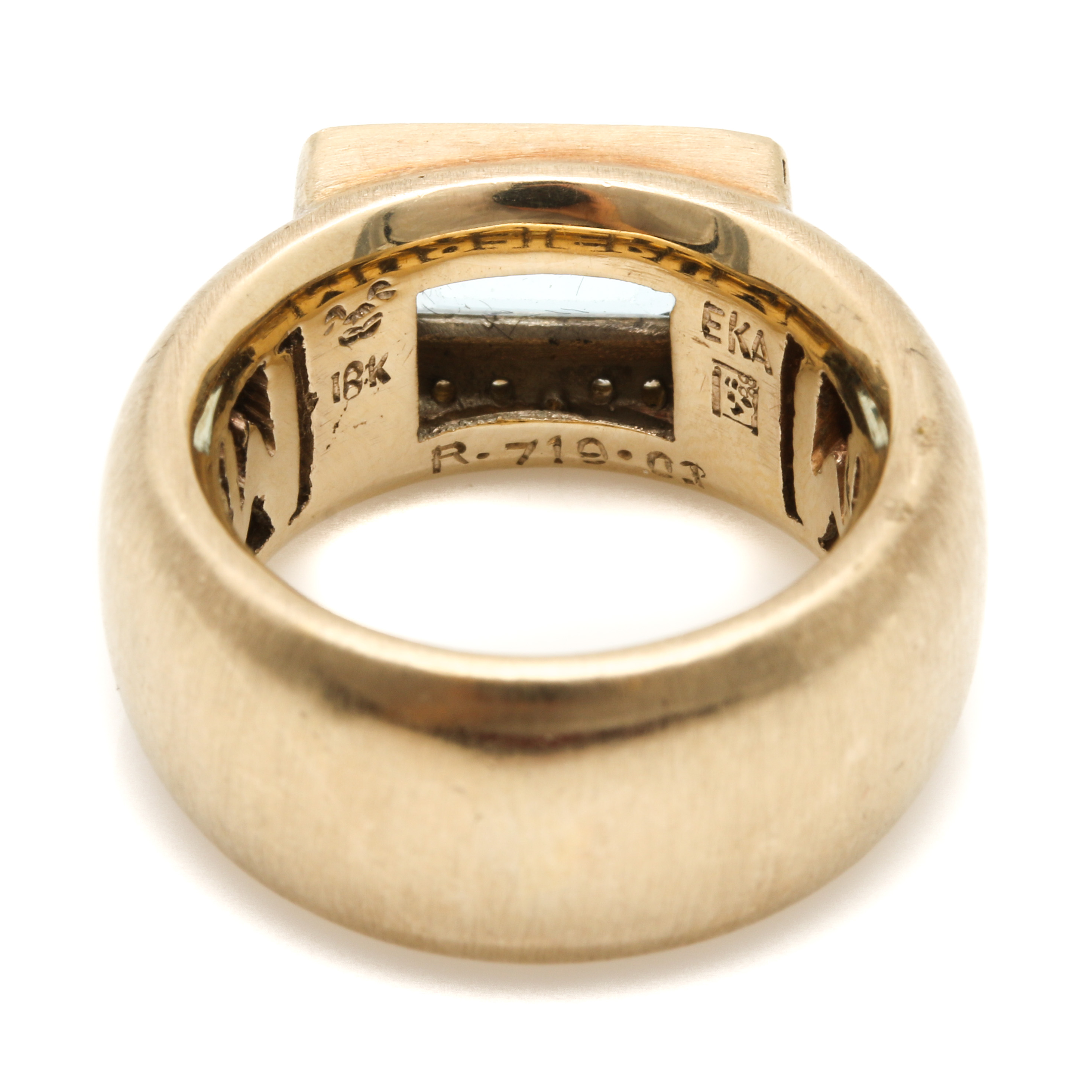 18K Yellow Gold Topaz and Diamond Ring