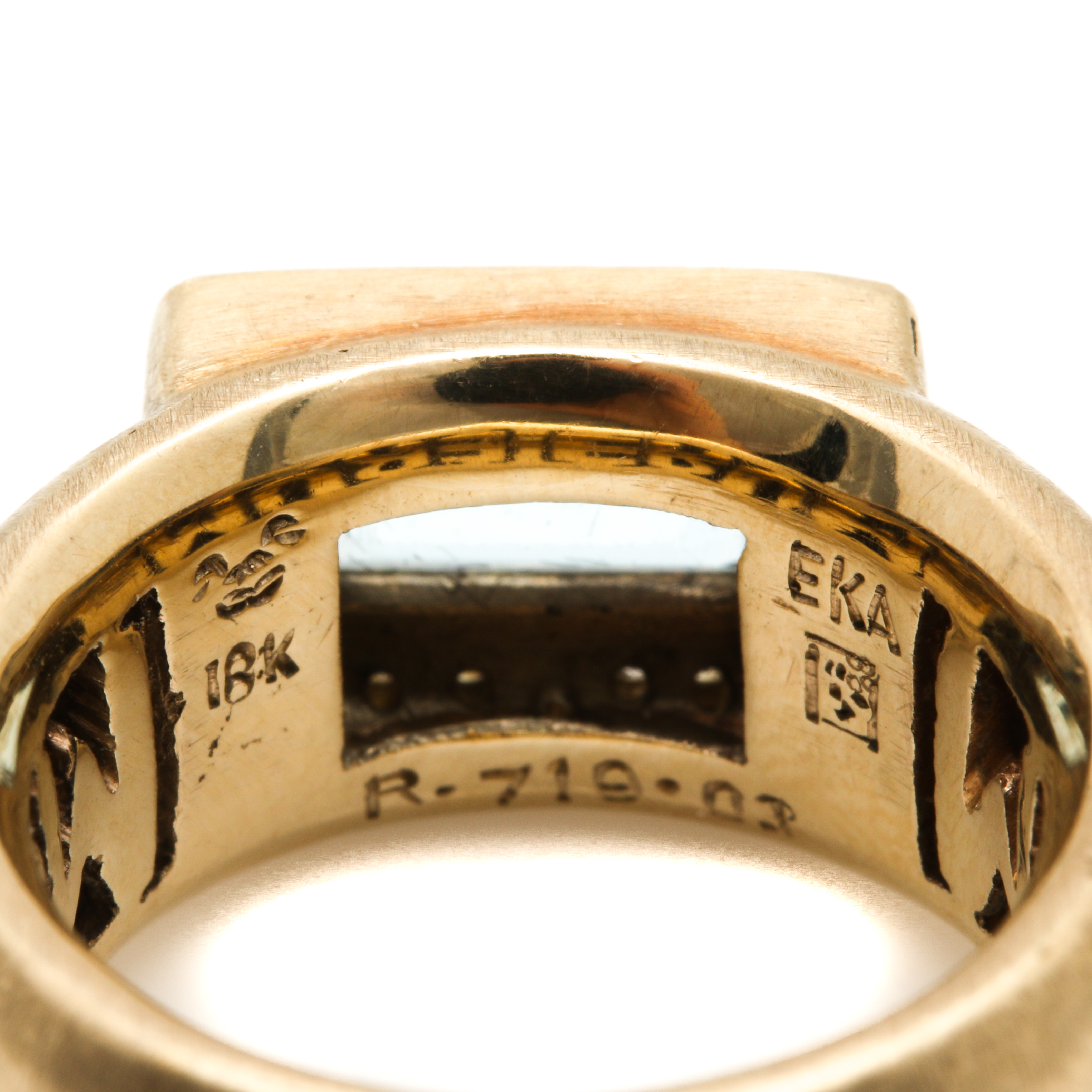 18K Yellow Gold Topaz and Diamond Ring