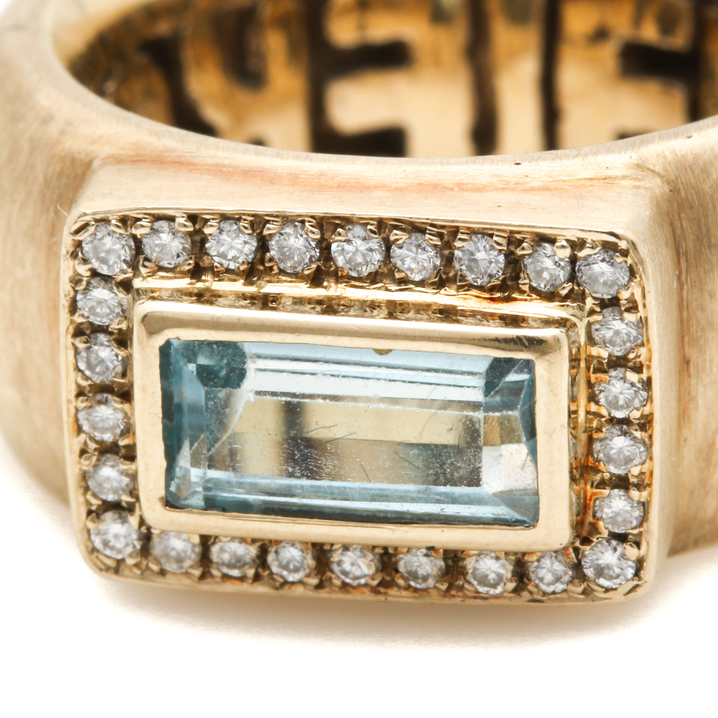 18K Yellow Gold Topaz and Diamond Ring