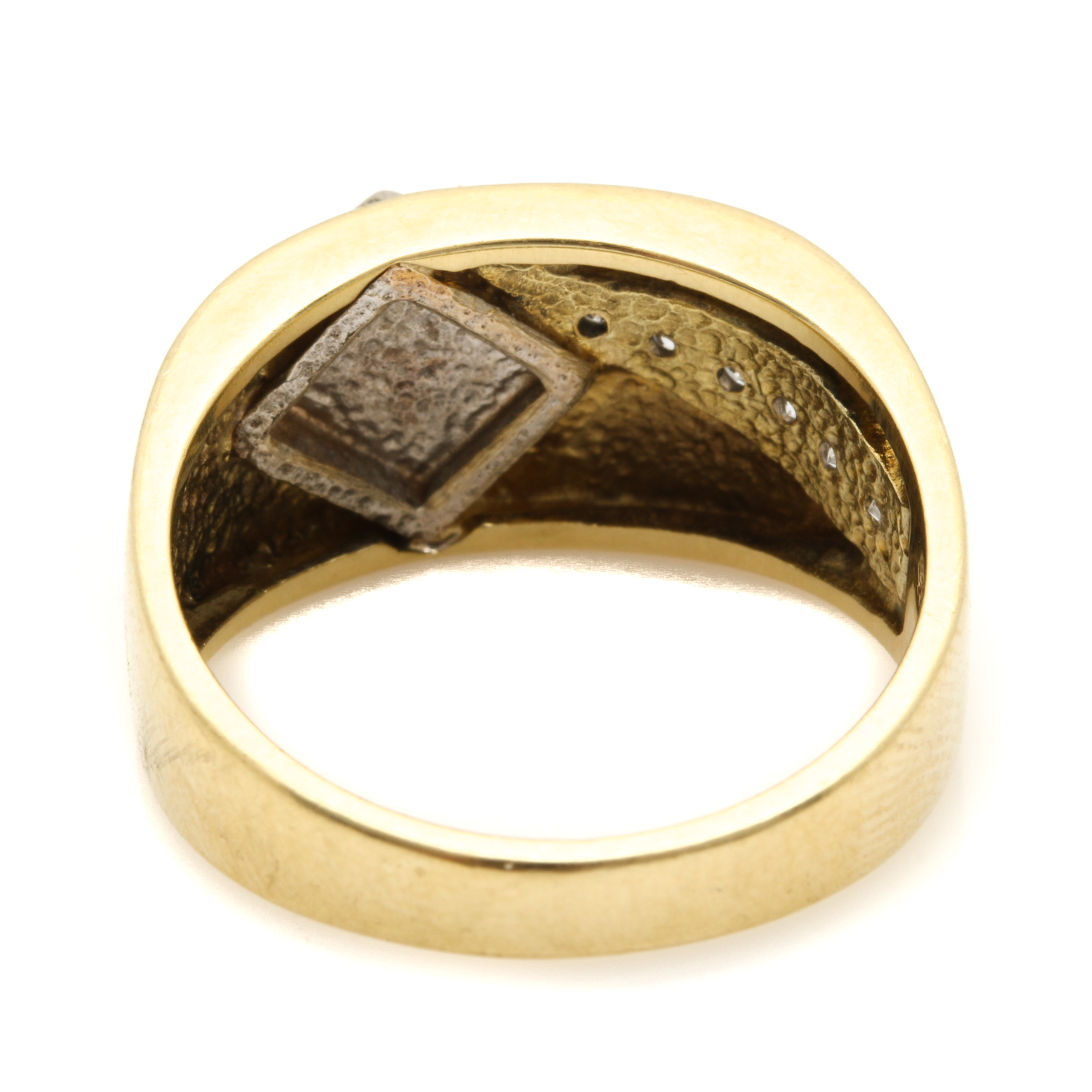 14K Yellow Gold Opal and Diamond Ring