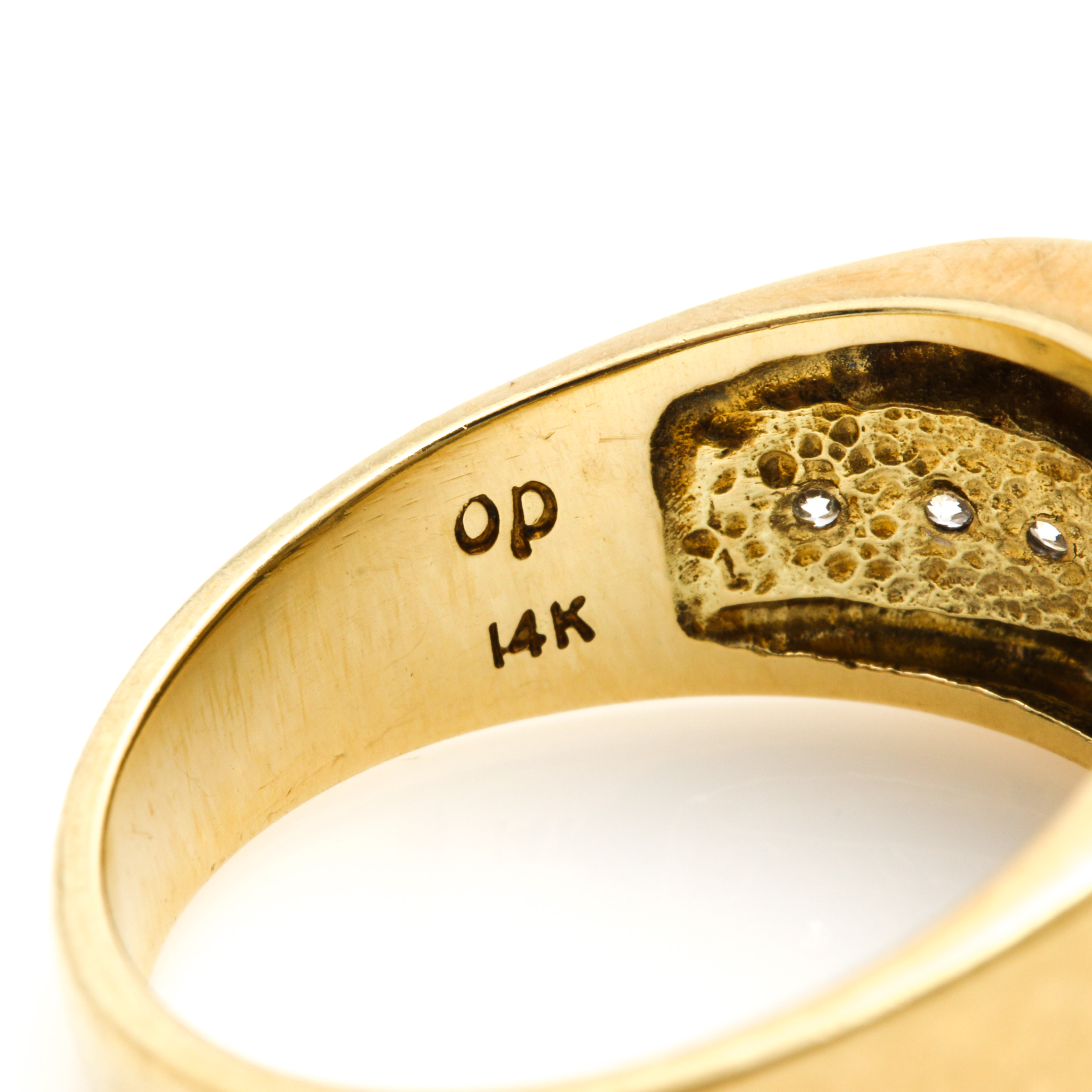 14K Yellow Gold Opal and Diamond Ring