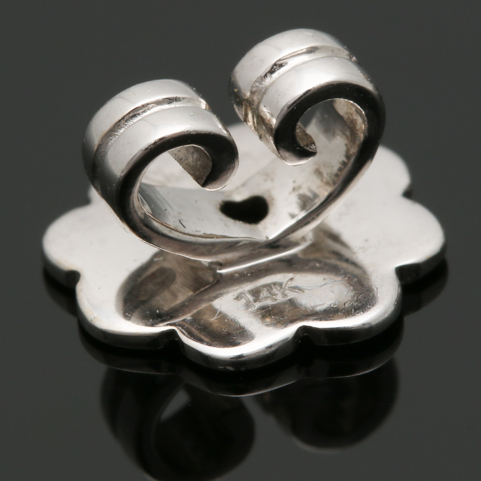 14K White and Rose Gold Diamond Half Hoop Earrings