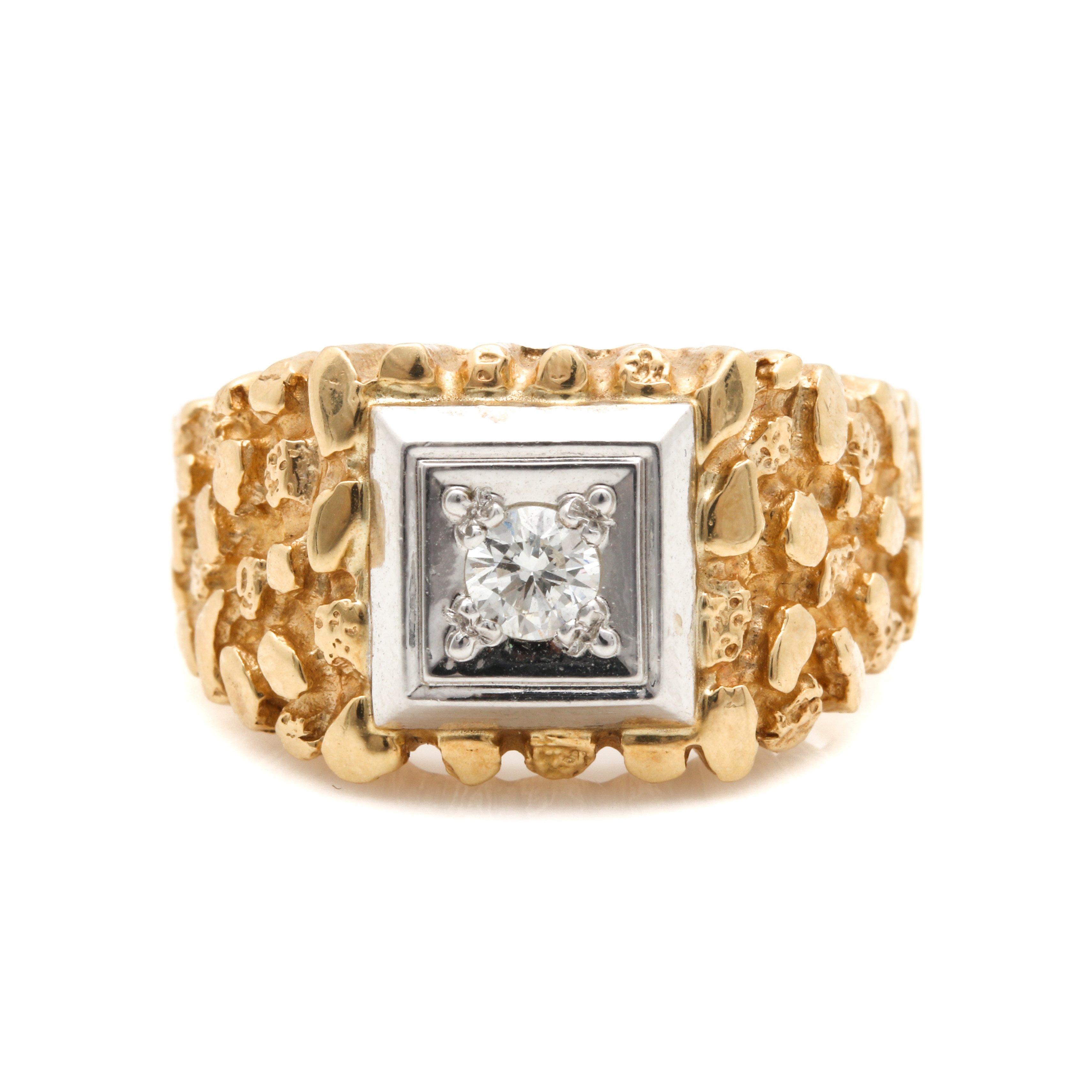 14K Yellow Gold Nugget Diamond Ring