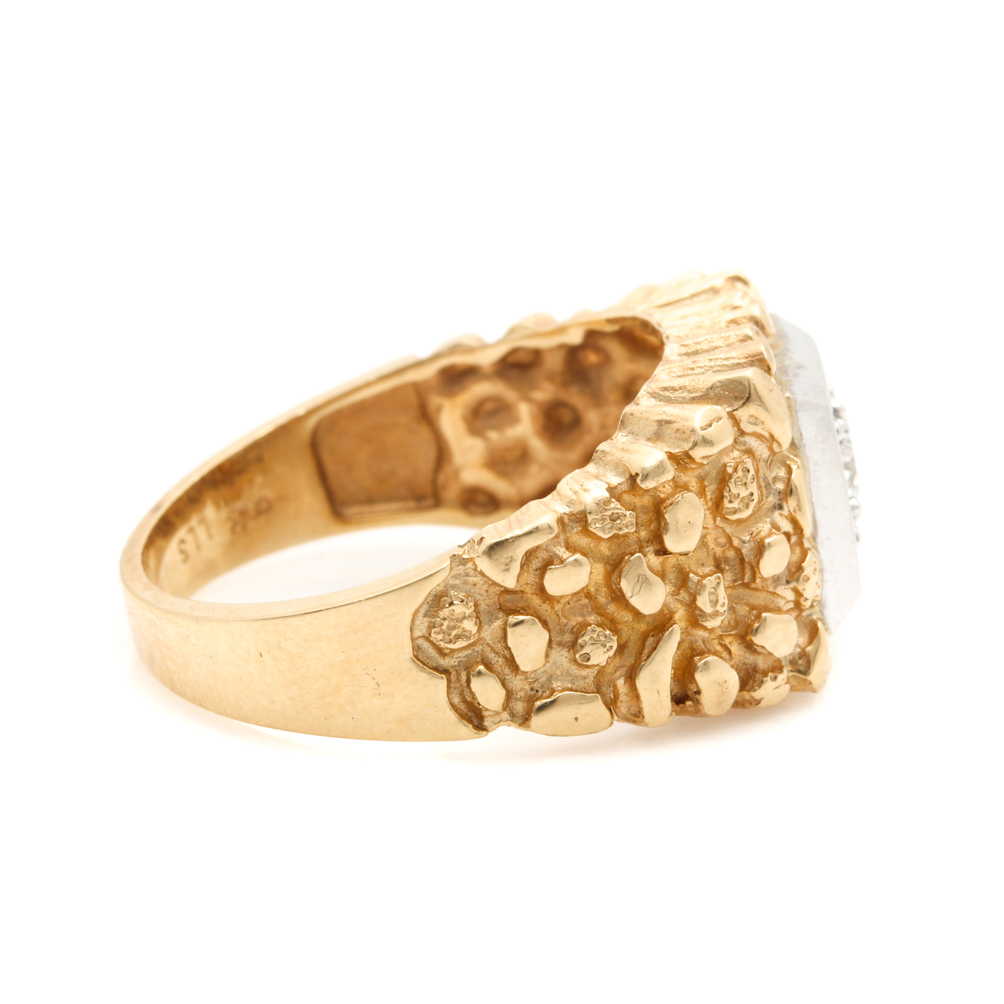14K Yellow Gold Nugget Diamond Ring