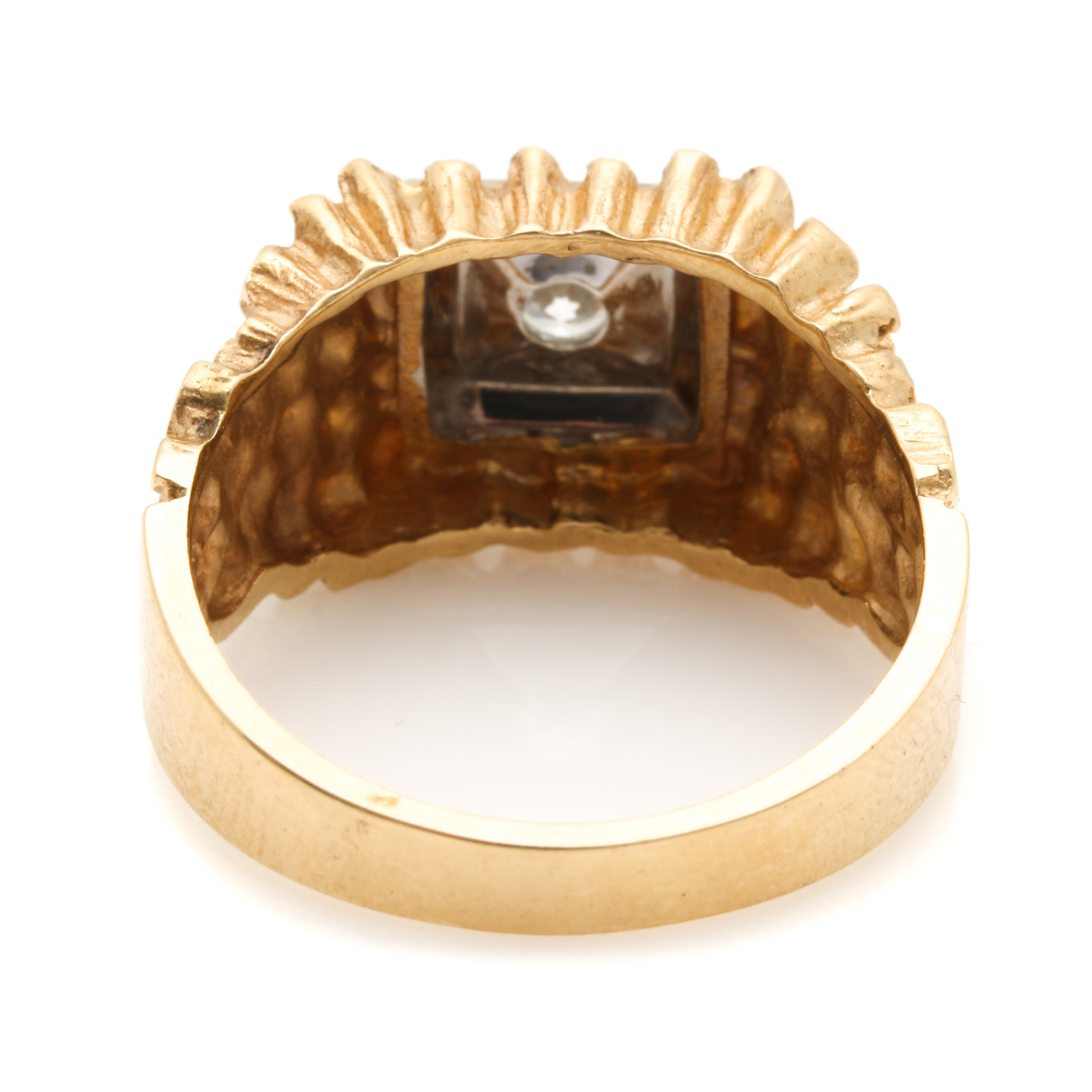 14K Yellow Gold Nugget Diamond Ring