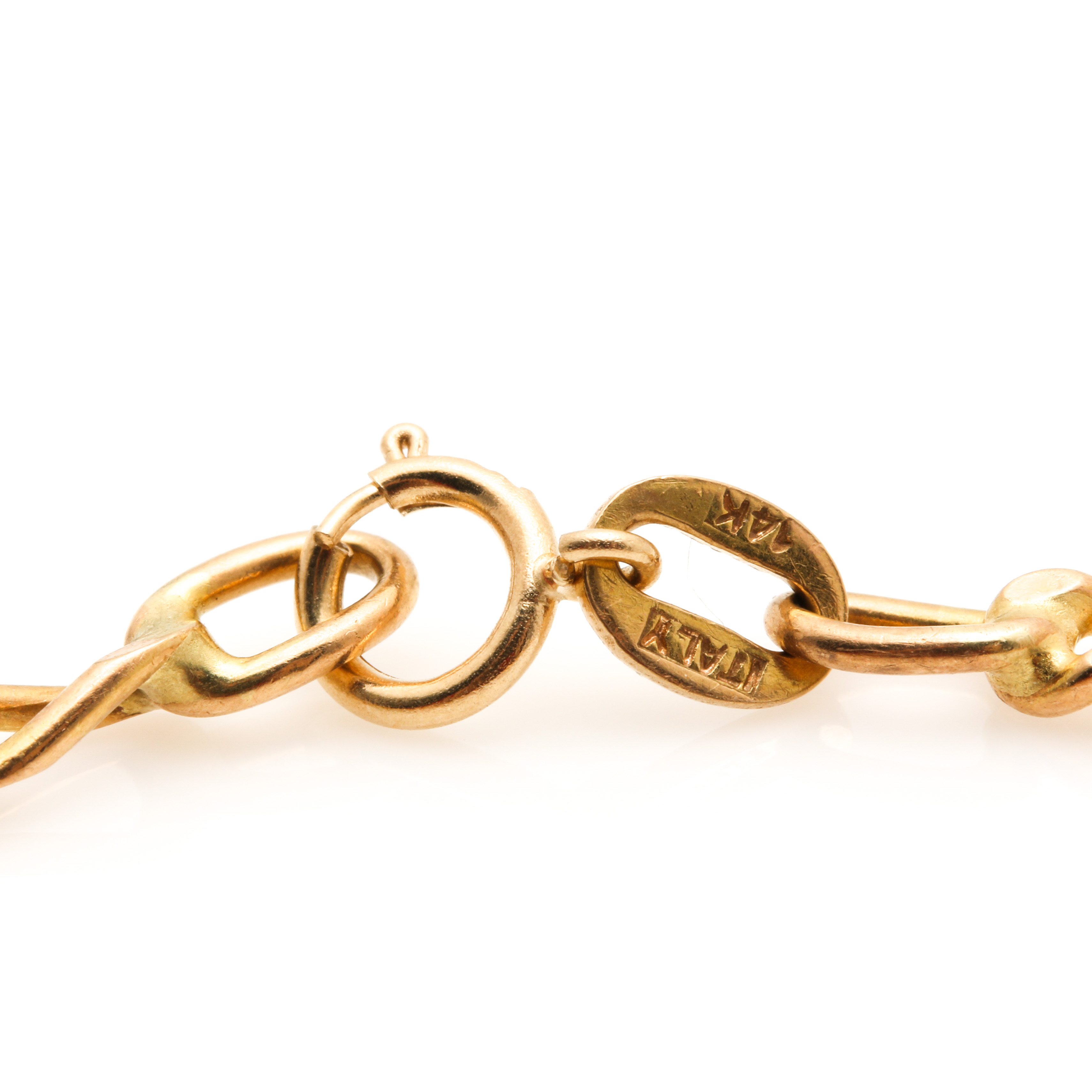 14K Yellow Gold Beveled Figaro Bracelet