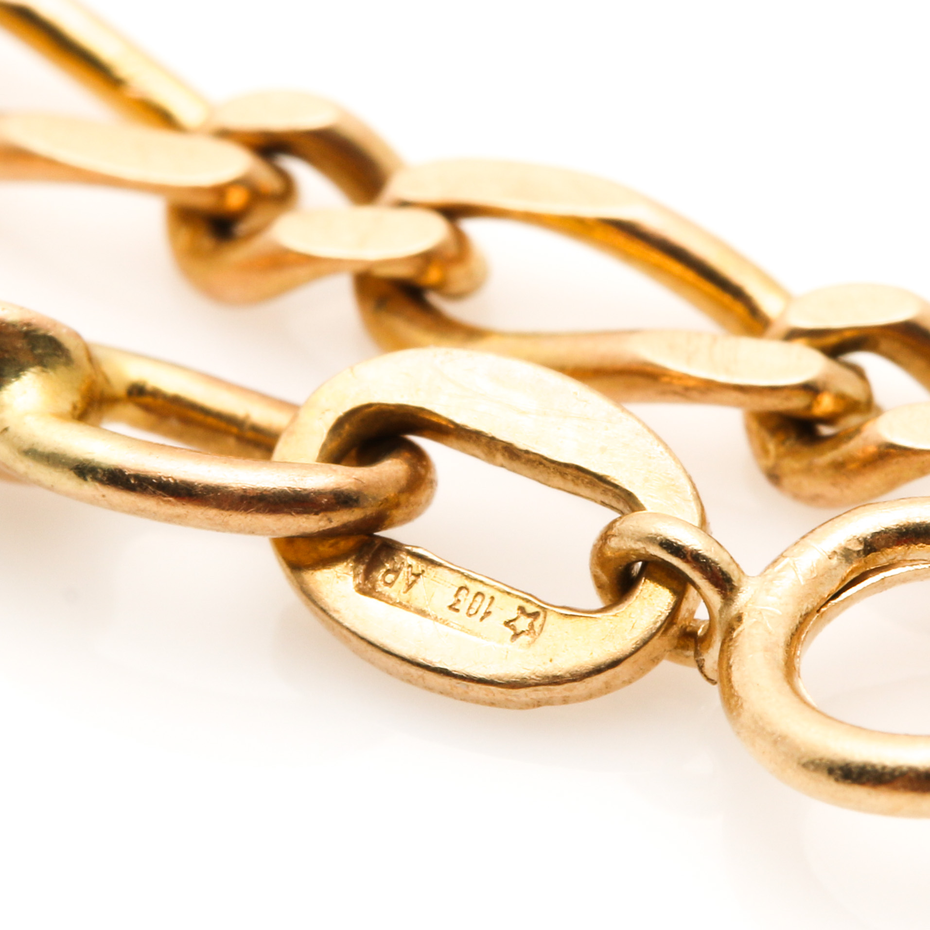 14K Yellow Gold Beveled Figaro Bracelet