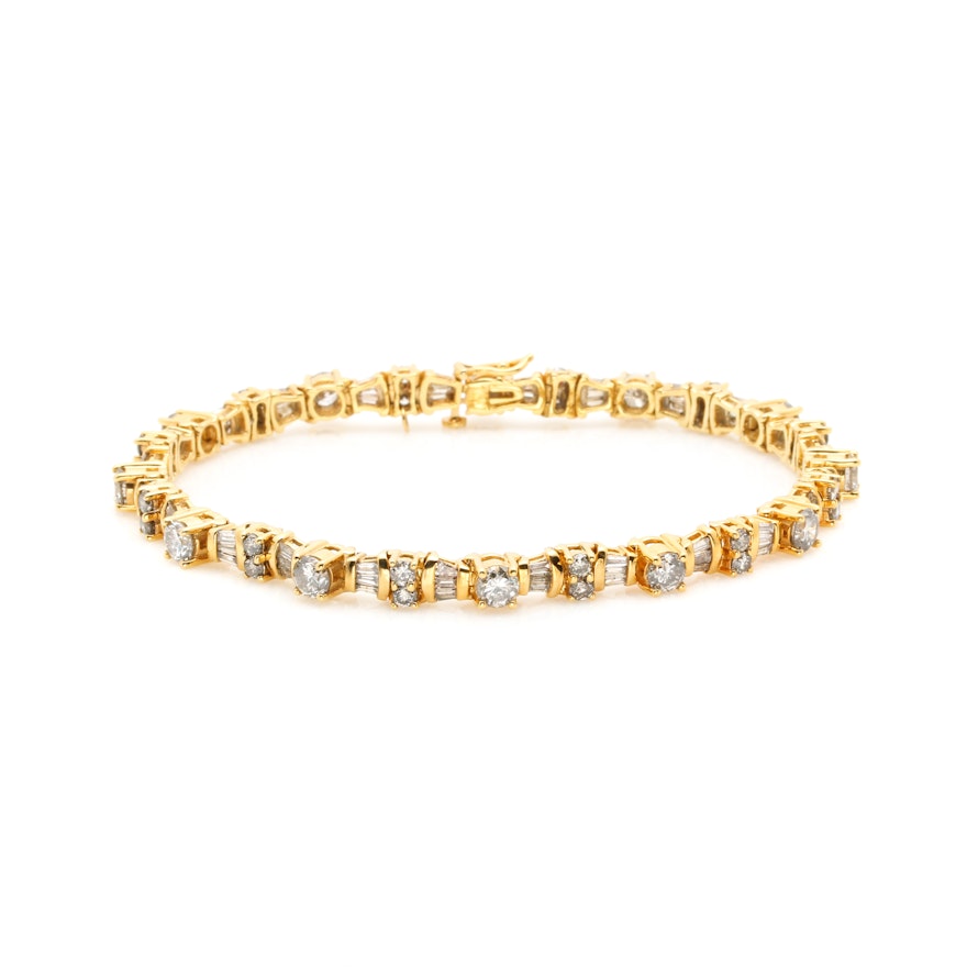 10K Yellow Gold 6.48 CTW Diamond Tennis Bracelet