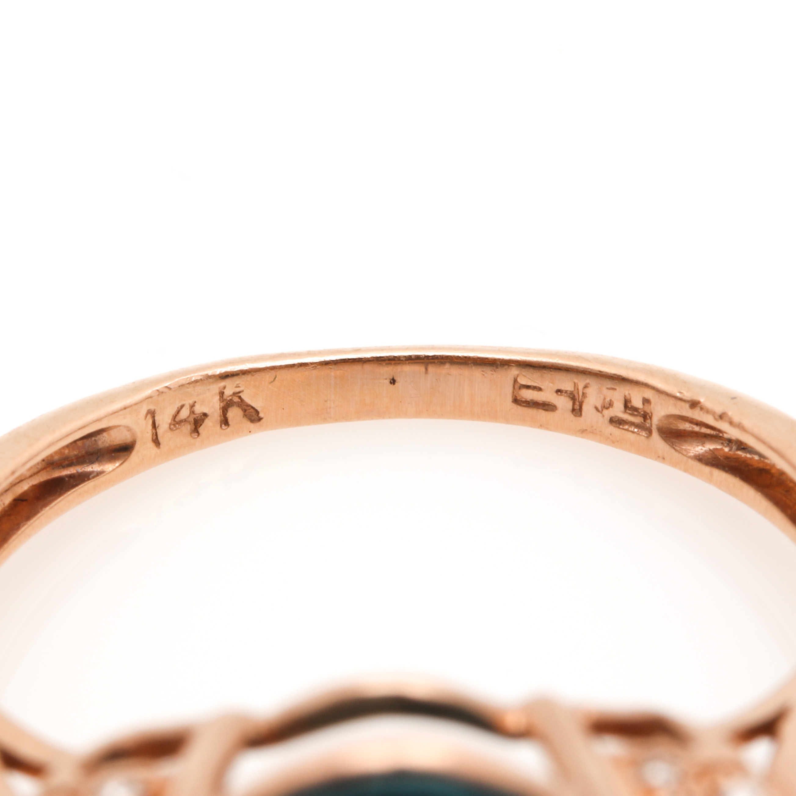 14K Rose Gold 3.86 CT Blue Topaz and Diamond Ring