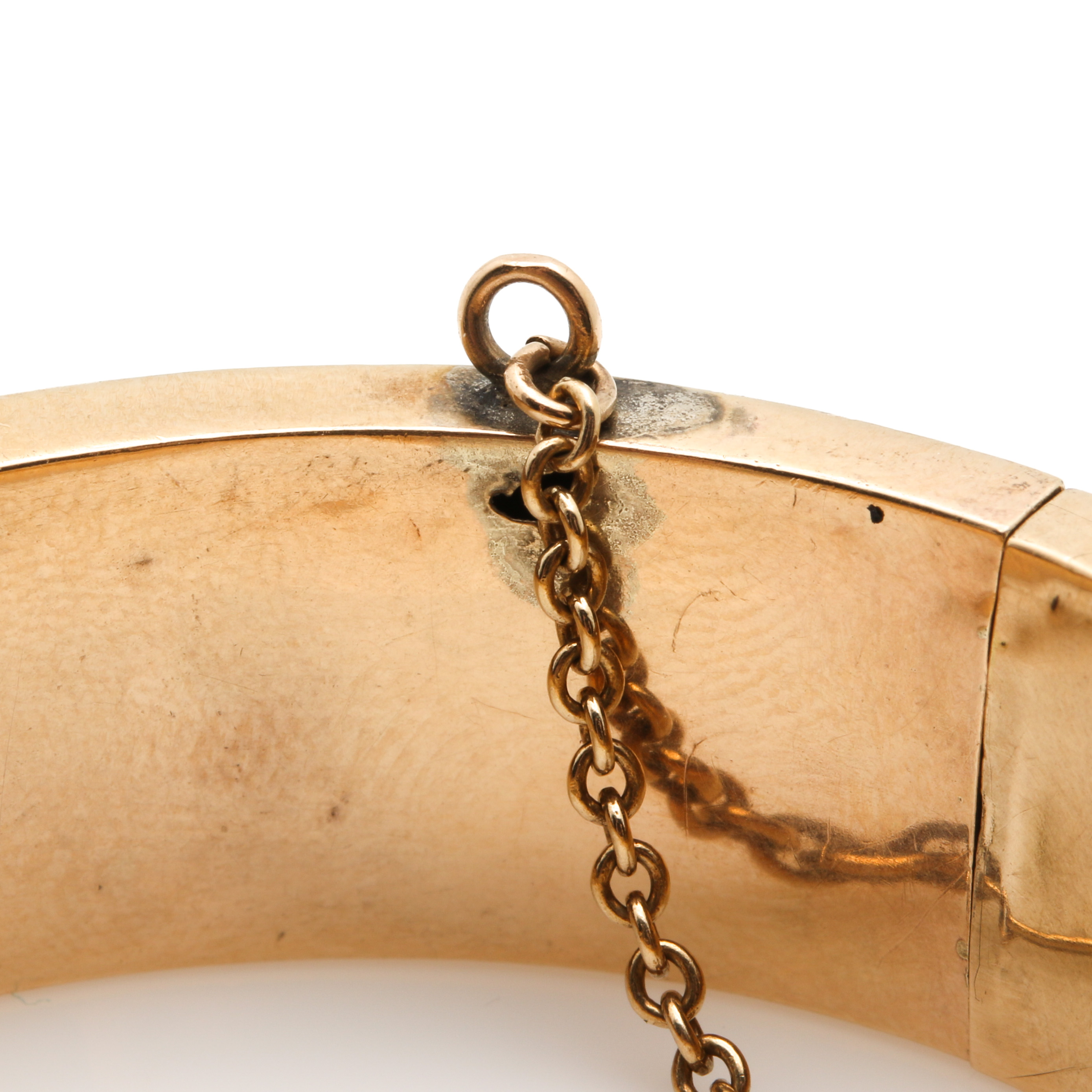 10K Yellow Gold Damascene Hinged Bangle