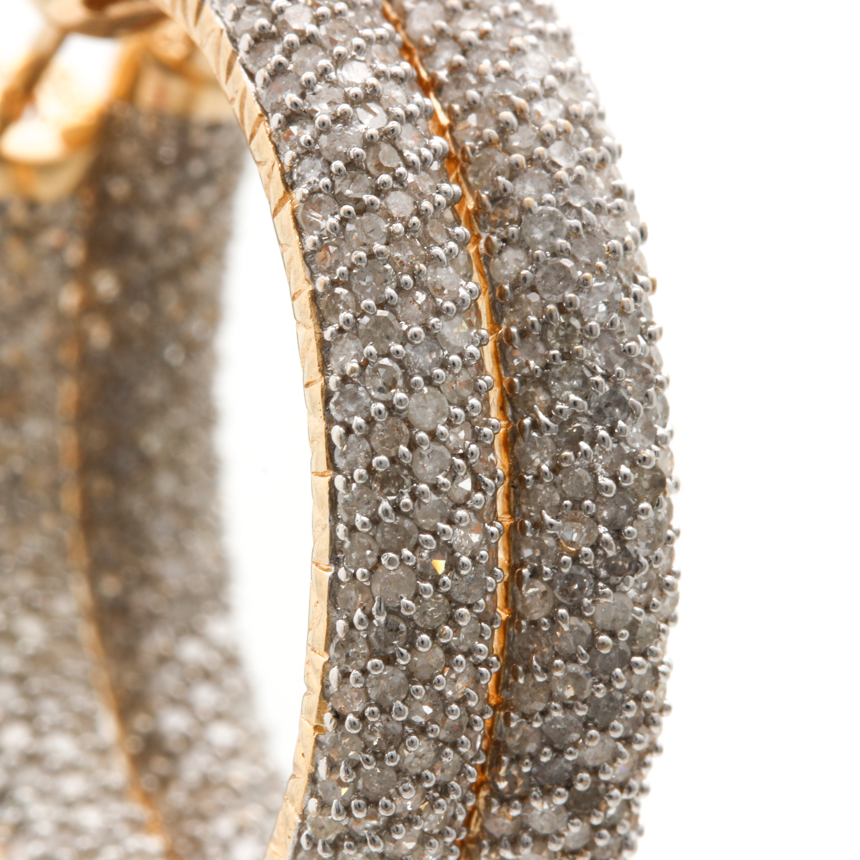 14K Yellow Gold 3.00 CTW Pavé Diamond Hoop Earrings
