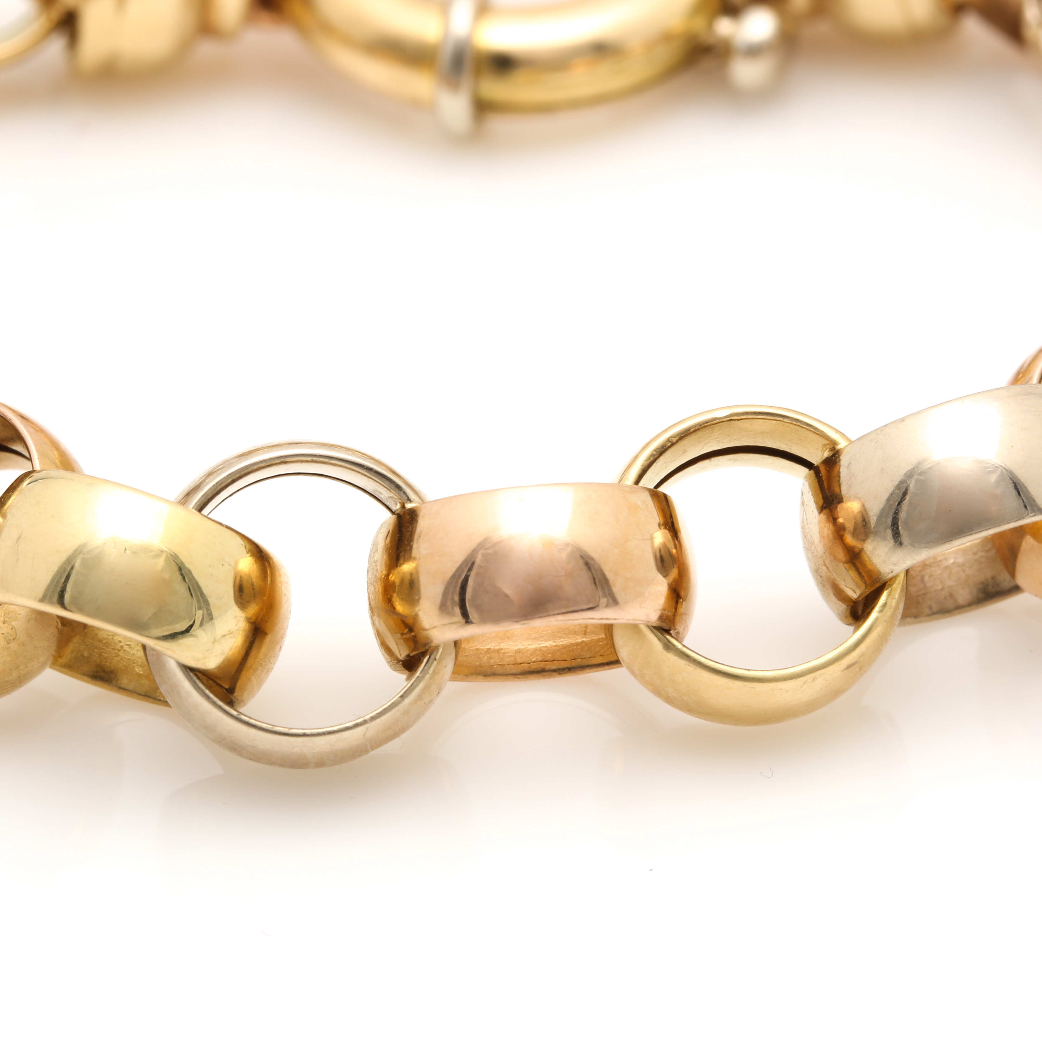 18K Tri-Tone Cable Chain Bracelet