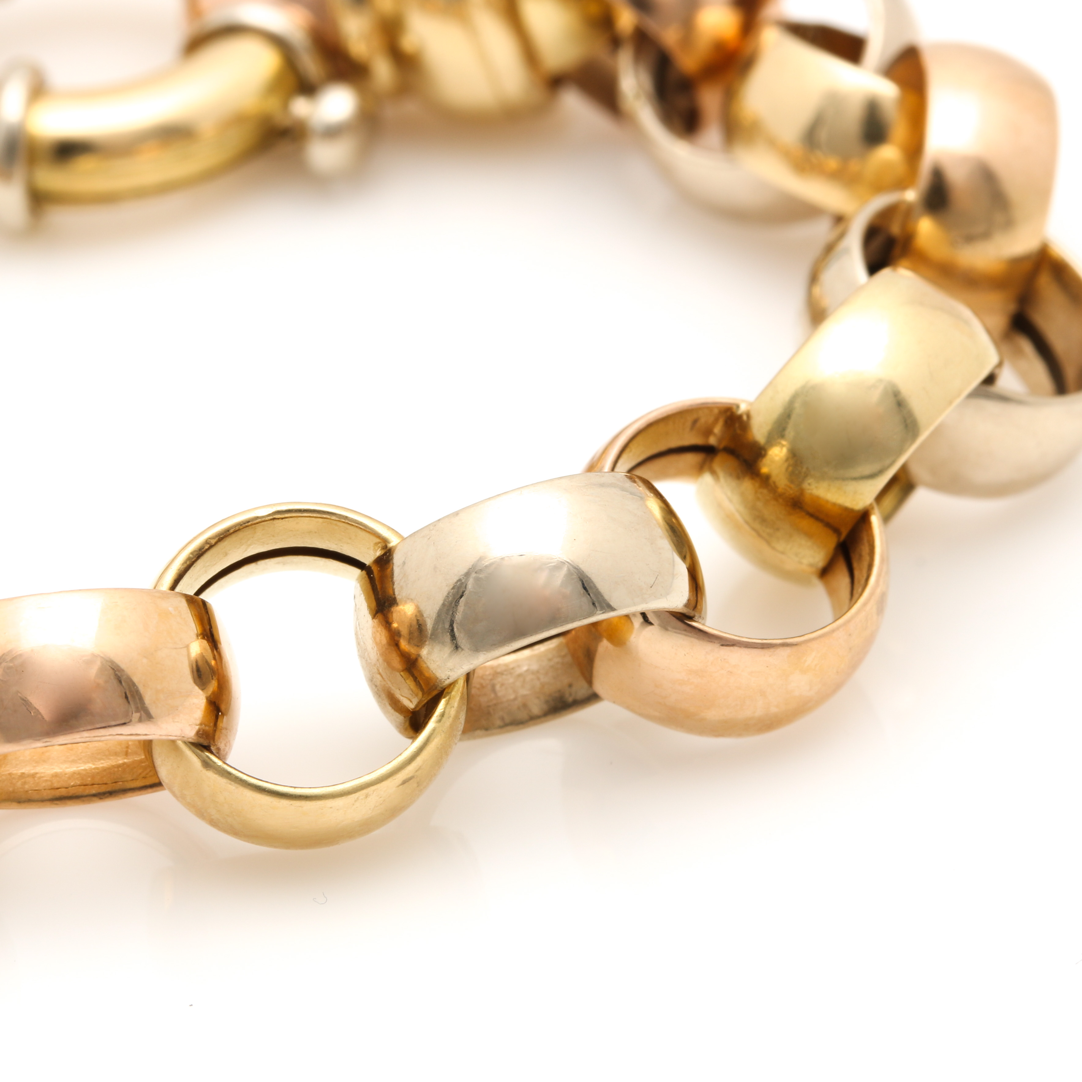 18K Tri-Tone Cable Chain Bracelet