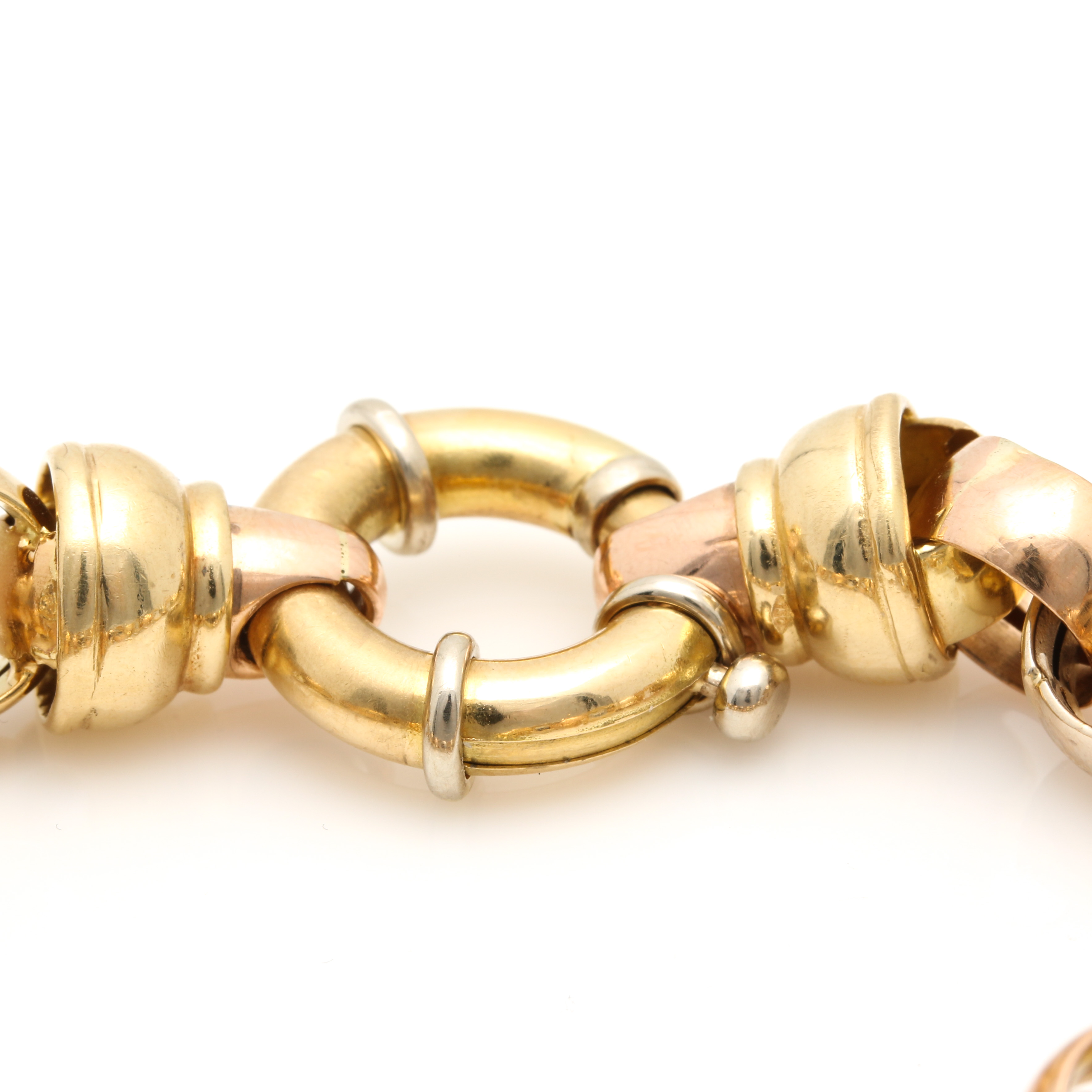 18K Tri-Tone Cable Chain Bracelet