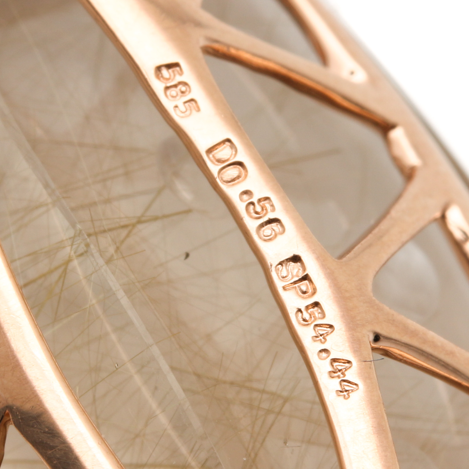 14K Rose Gold Rutilated Quartz, Amethyst, and Diamond Pendant