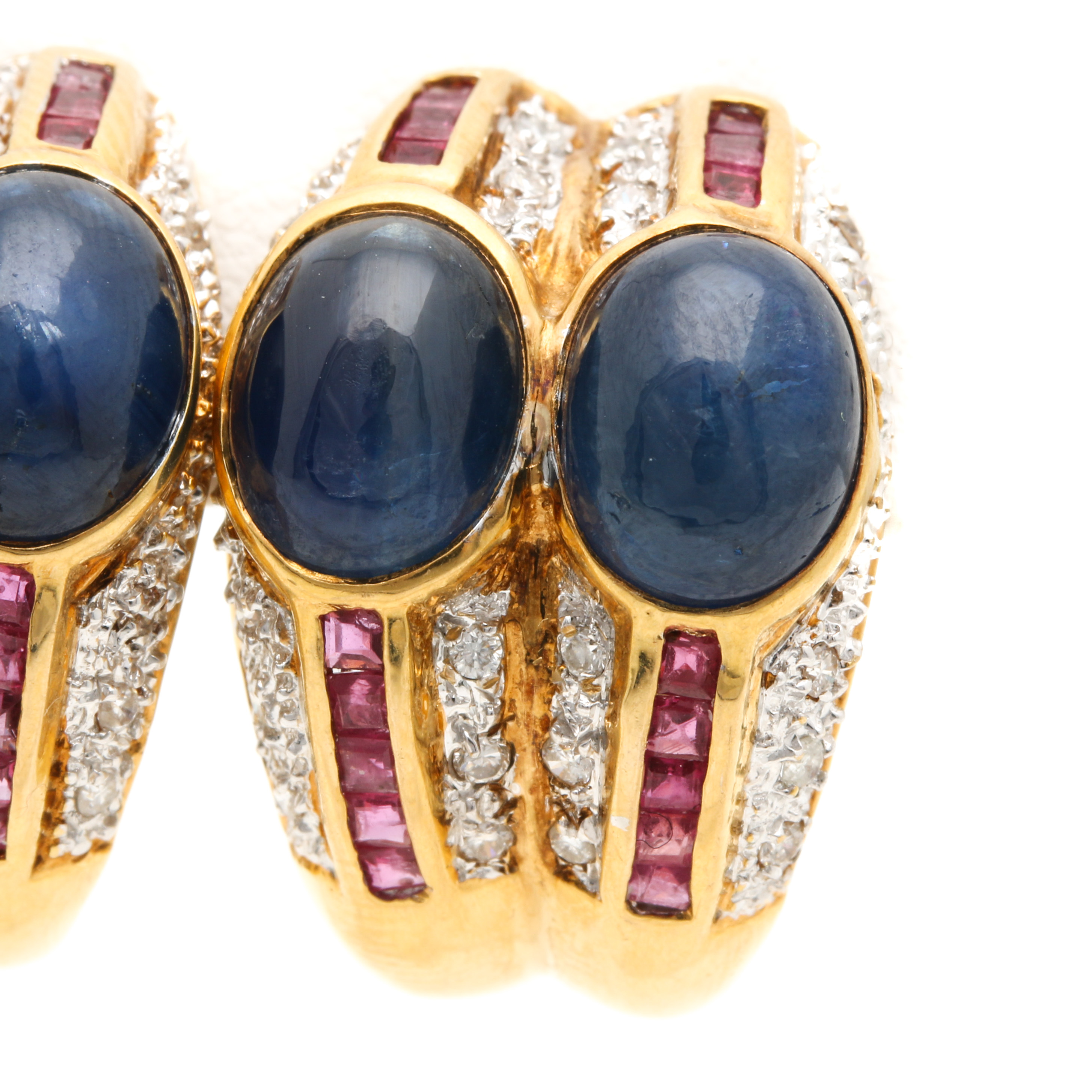18K Yellow Gold Gemstone and Diamond Earrings