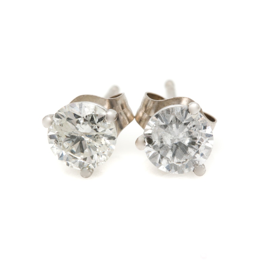14K White Gold 0.75 CTW Diamond Earrings