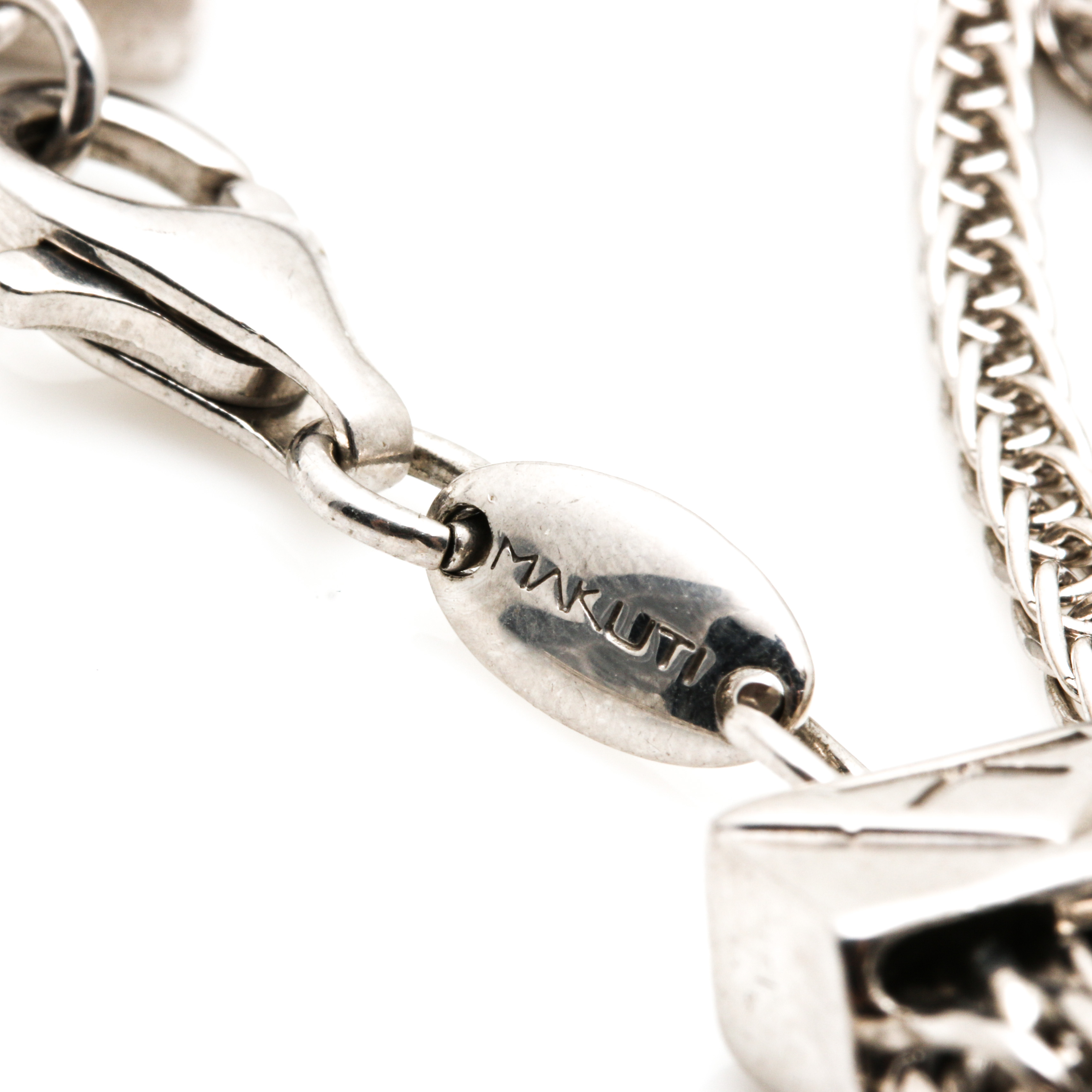 Makuti Sterling Silver Multi Strand Chain Link Necklace and Bracelet