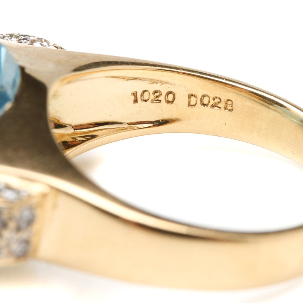 18K Yellow Gold 7.83 CT Blue Topaz Ring