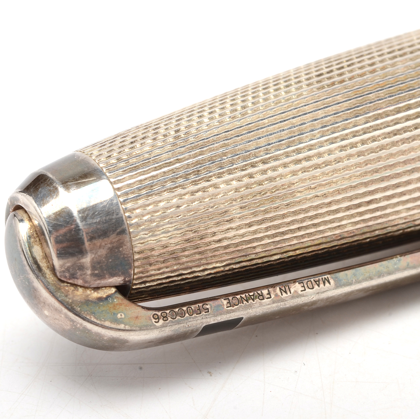 Vintage S.T. Dupont "Olympio" Sterling Silver Fountain Pen 18K Nib